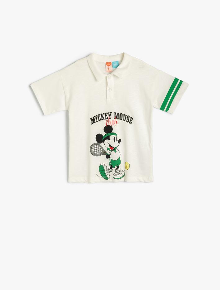 Erkek Bebek Mickey Mouse Tişört Polo Yaka Lisanslı Kısa Kollu