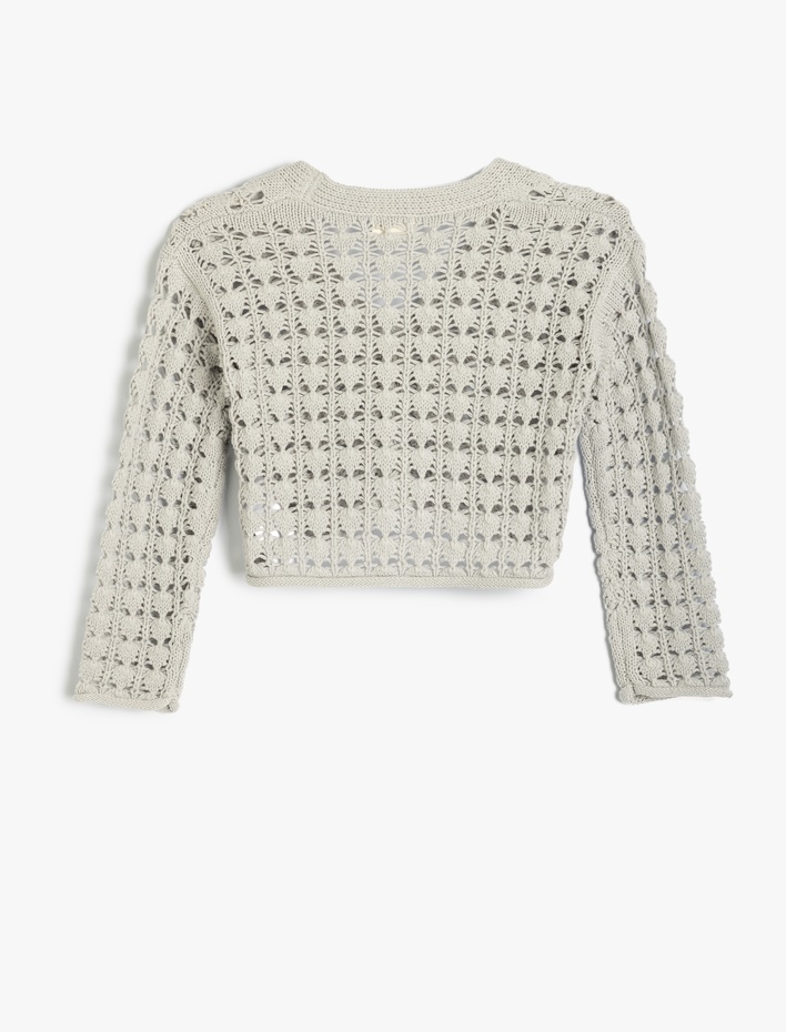 Kız Çocuk Ajurlu Hırka V Yaka