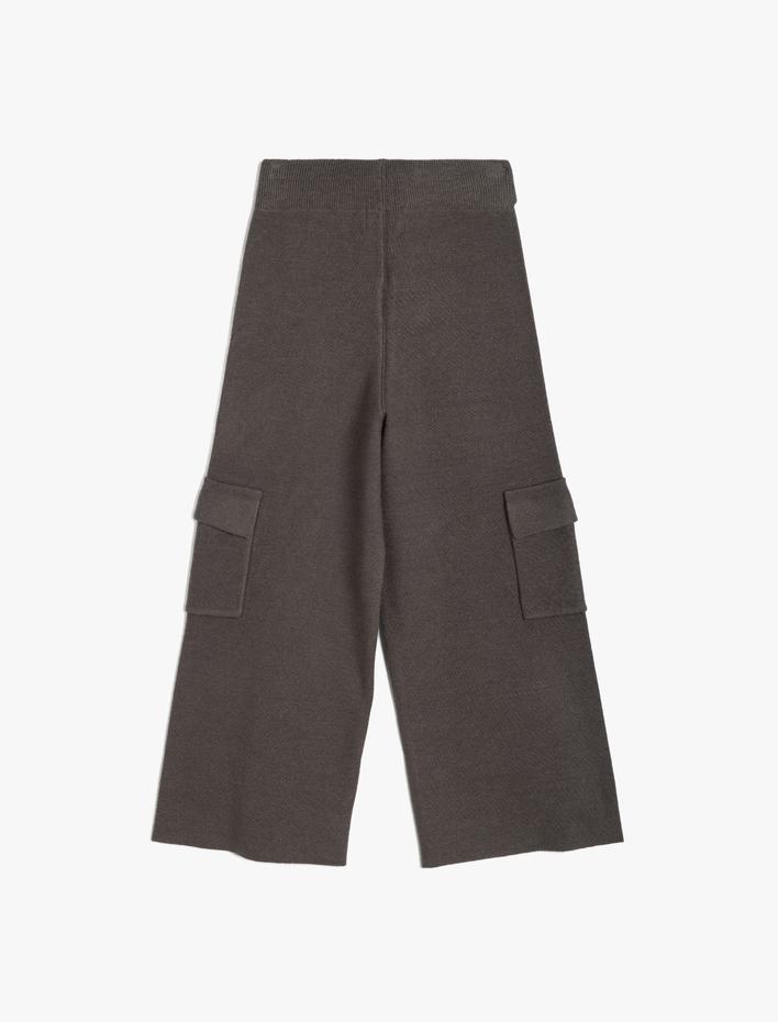 Kız Çocuk Basic Bol Paça Pantolon Kargo Cep Detaylı