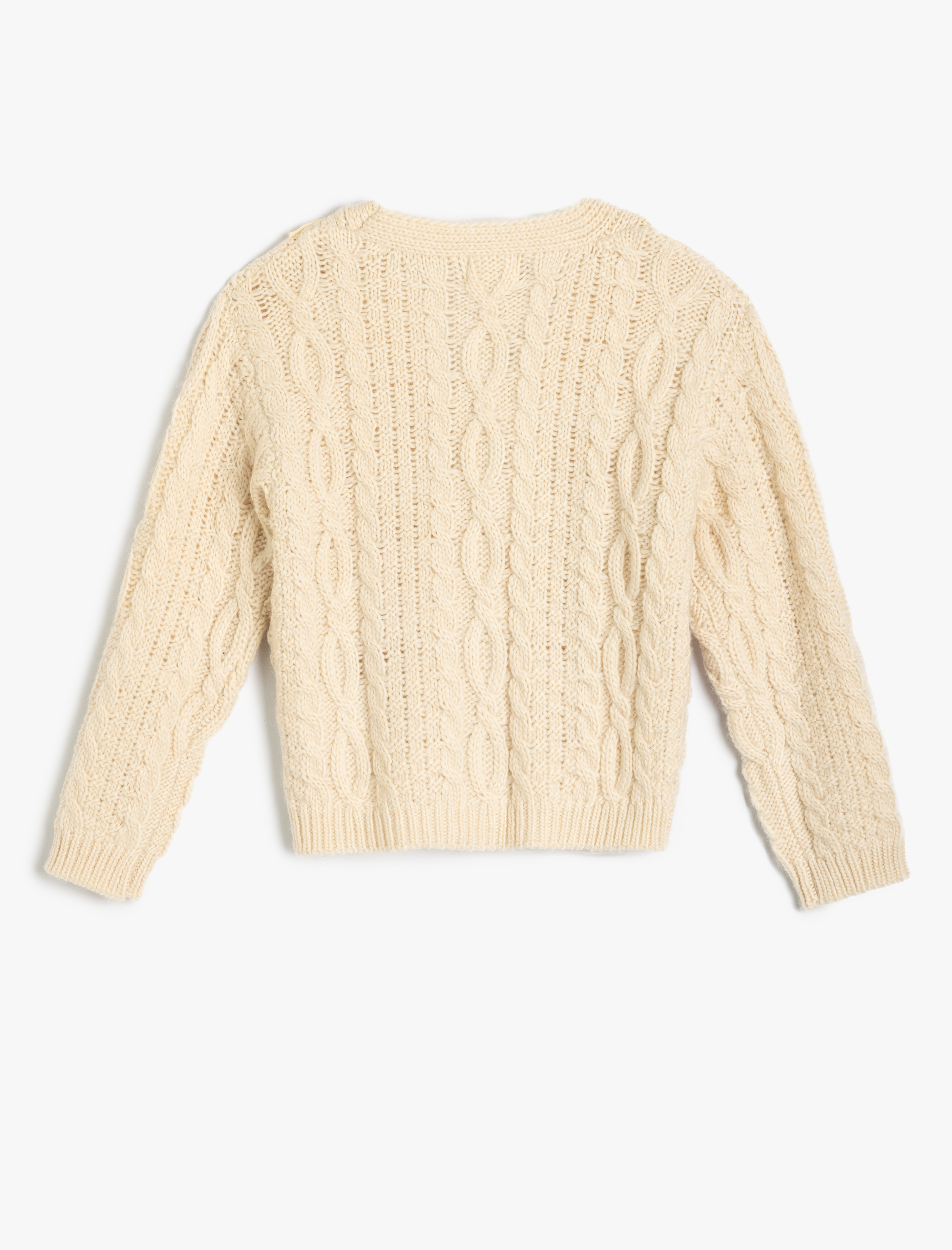  Kız Çocuk Uzun Kollu Düğmeli V Yaka Saç Örgü Hırka