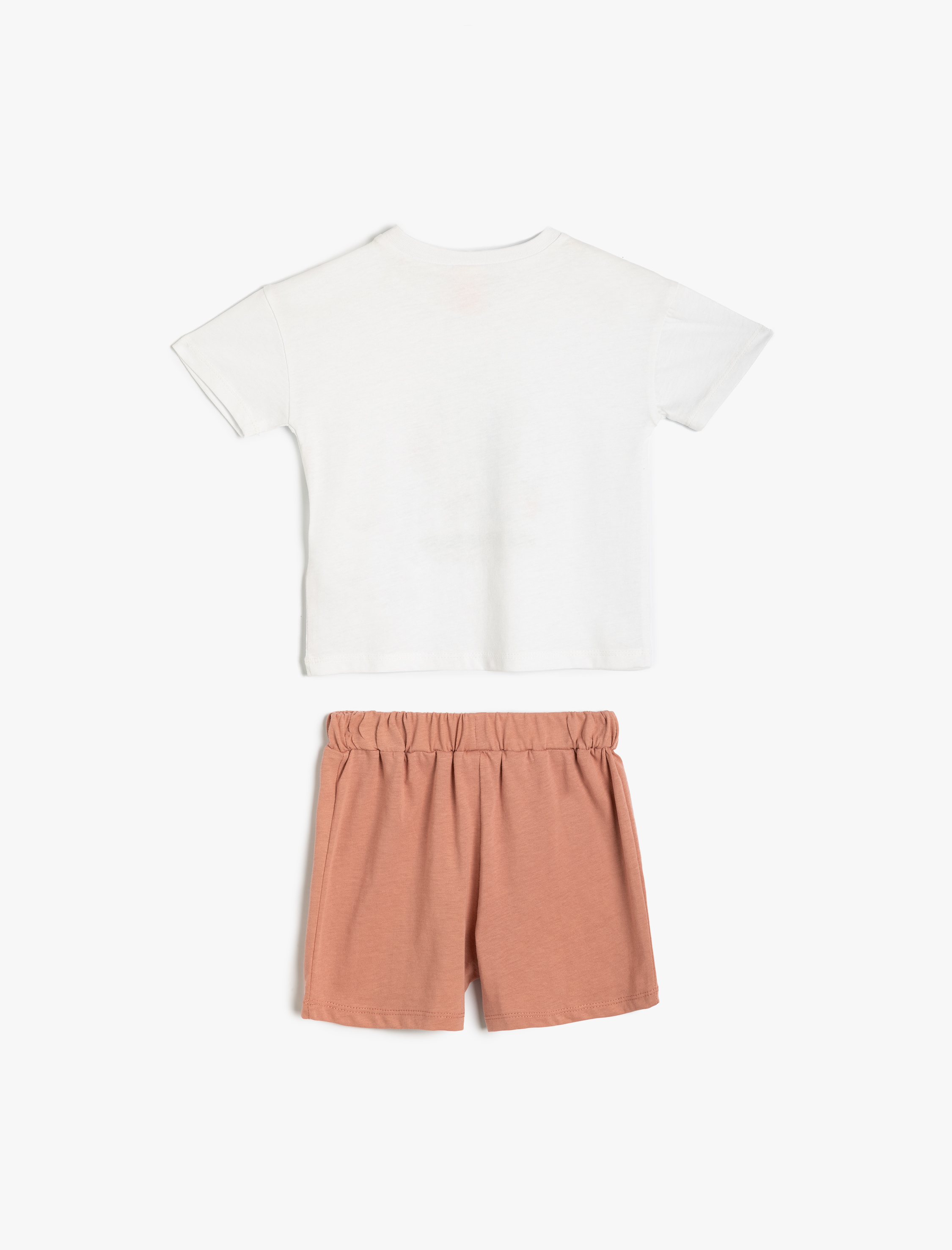  Erkek Bebek 2'li Tişört Şort Seti Baskı Detaylı Pamuklu