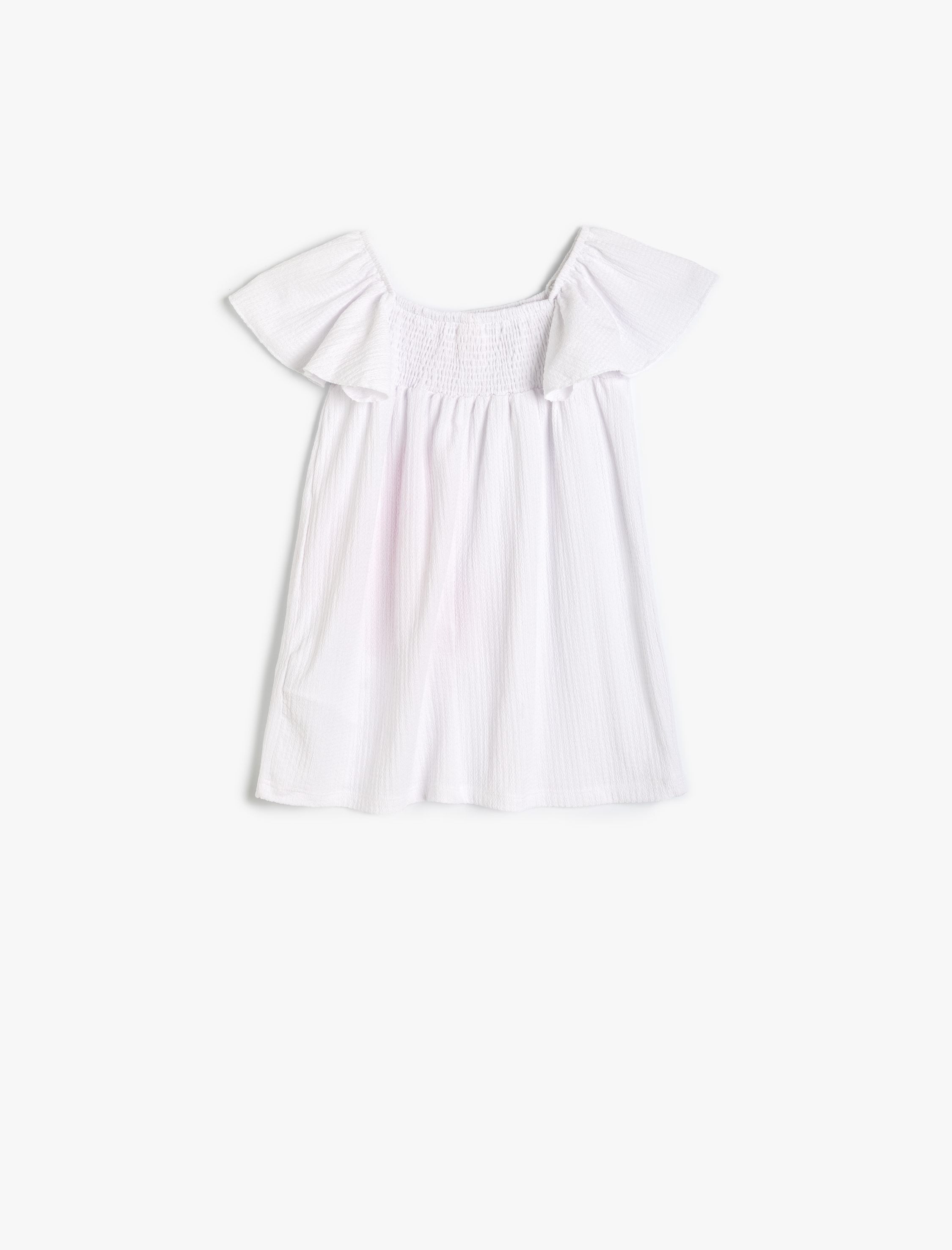  Kız Bebek Elbise Çiçek Baskılı Gipe Detaylı Kısa Kollu