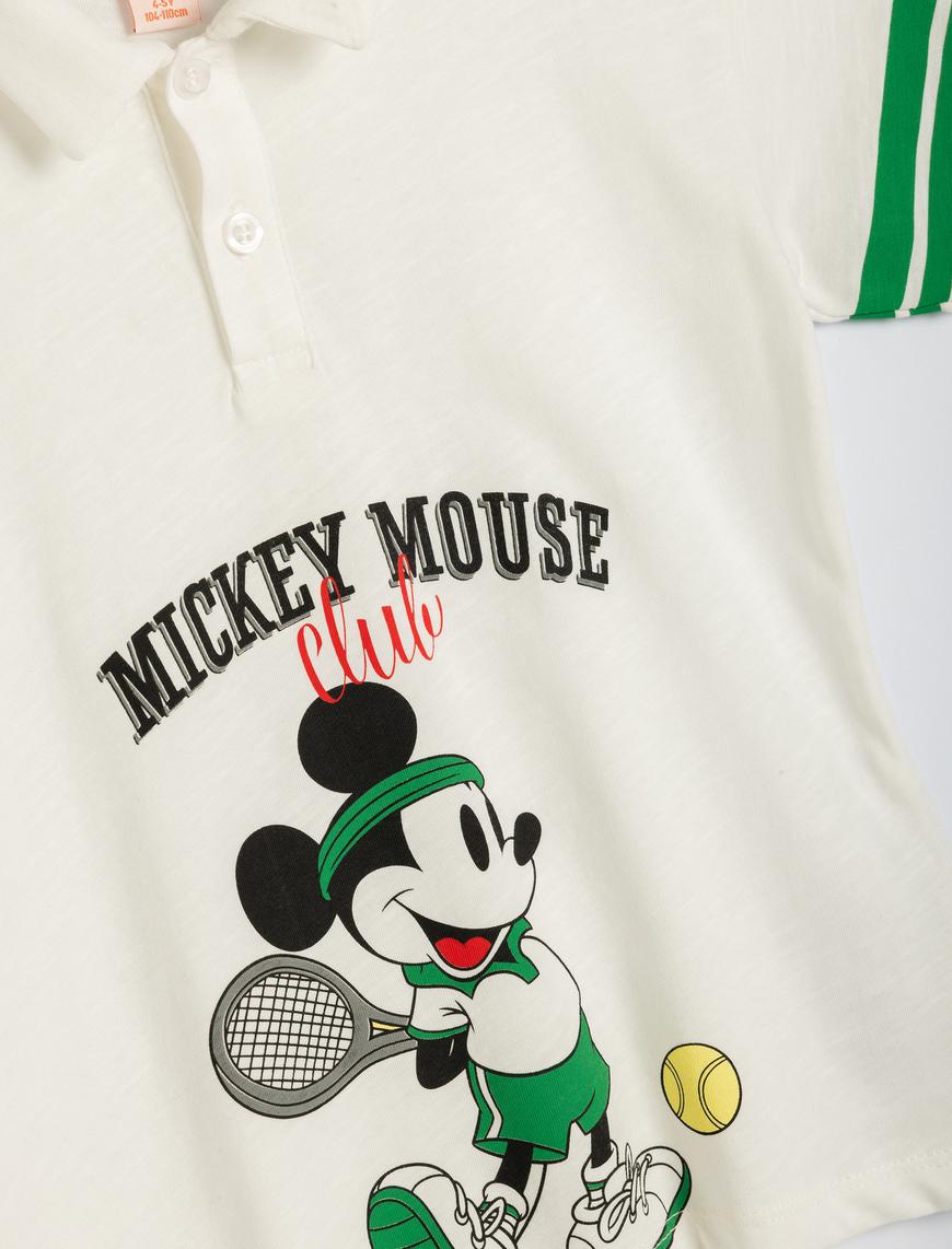  Erkek Bebek Mickey Mouse Tişört Polo Yaka Lisanslı Kısa Kollu