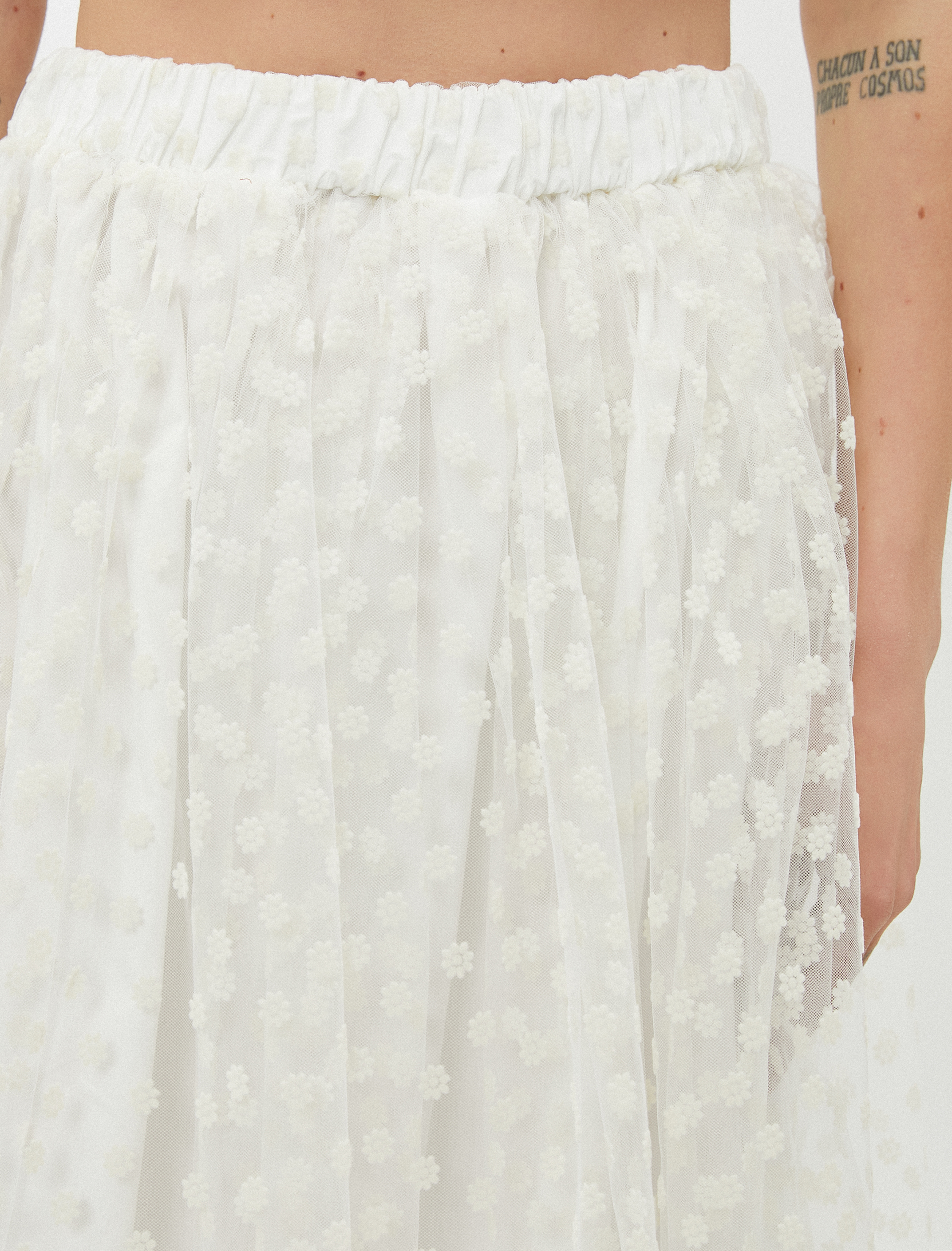   Fırfırlı Çiçekli Dantelli Tül Etek