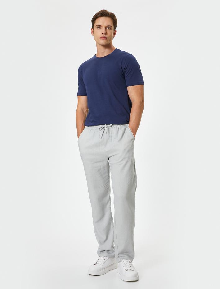  Dar Kesim Pamuklu Kısa Kollu Bisiklet Yaka Basic Tişört