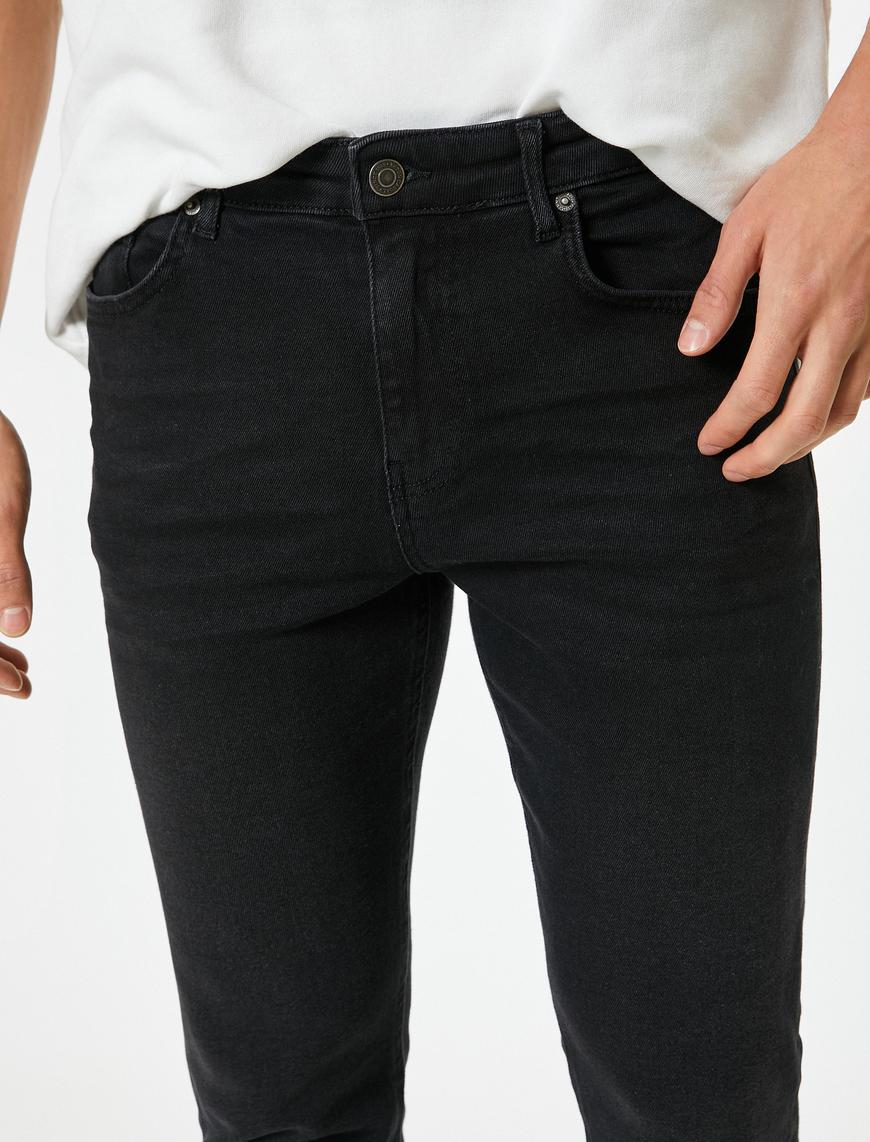   Standart Bel Düğmeli Slim Fit Kot Pantolon - Brad Jean