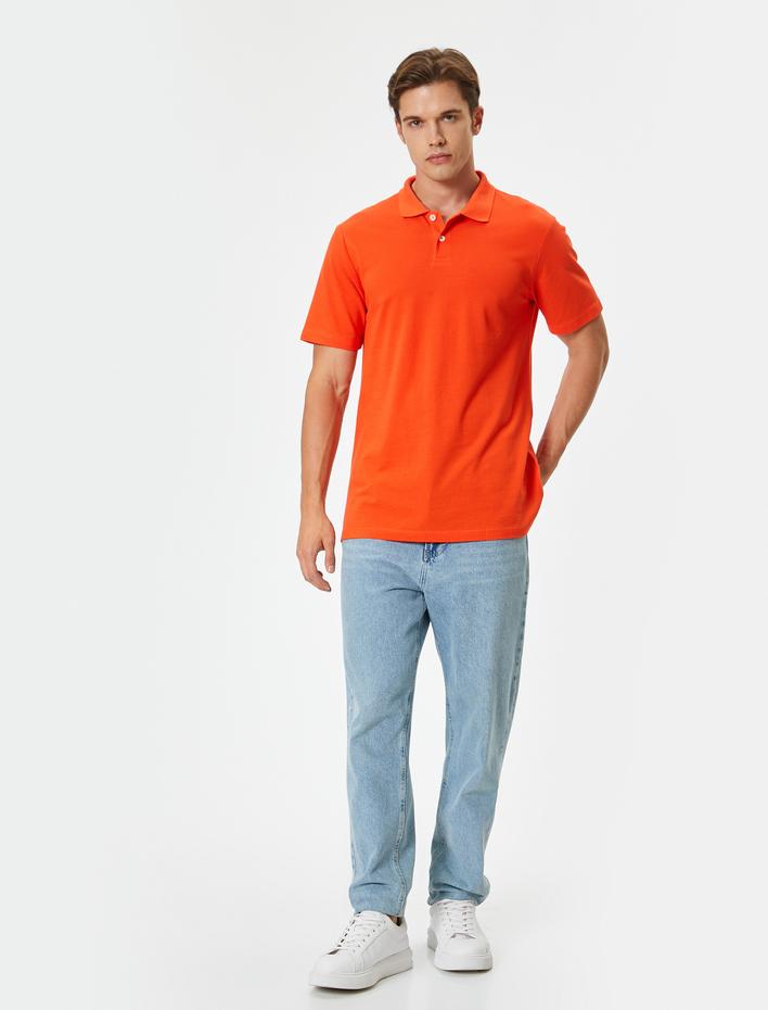  Slim Fit Tişört Polo Yaka Kısa Kollu Pamuklu