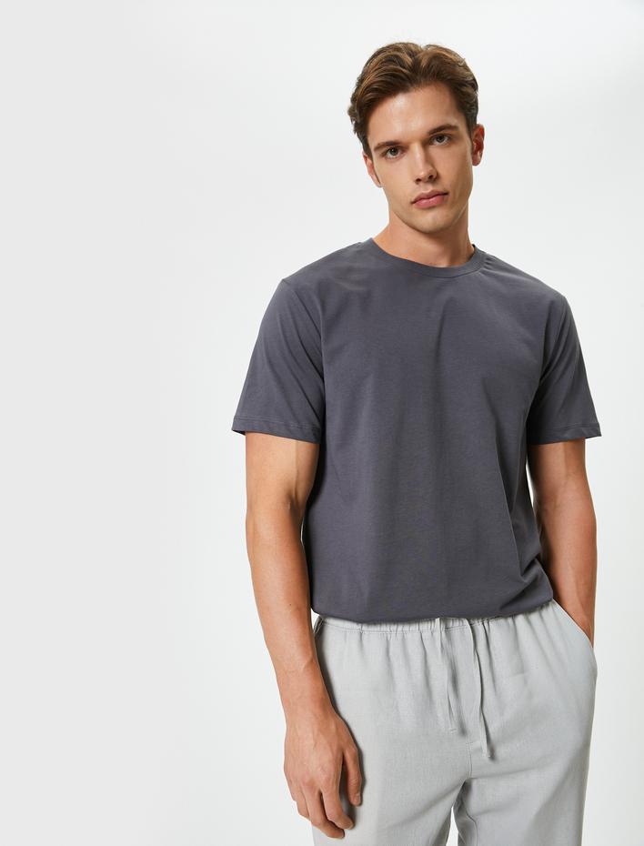  Basic Tişört Kısa Kollu Bisiklet Yaka Regular Fit Pamuklu