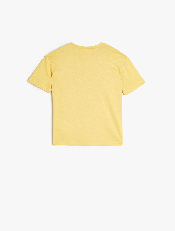 Erkek Bebek Tişört Kısa Kollu Palmiye Baskılı Bisiklet Yaka Pamuklu