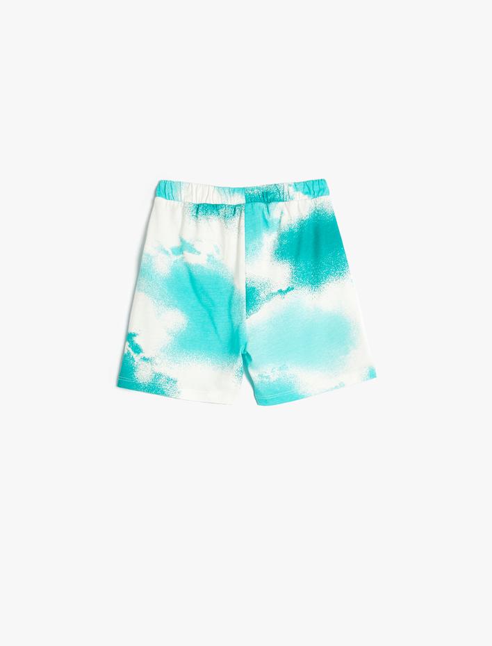 Erkek Bebek Şort Cepli Beli Bağlamalı Batik Desenli Pamuklu