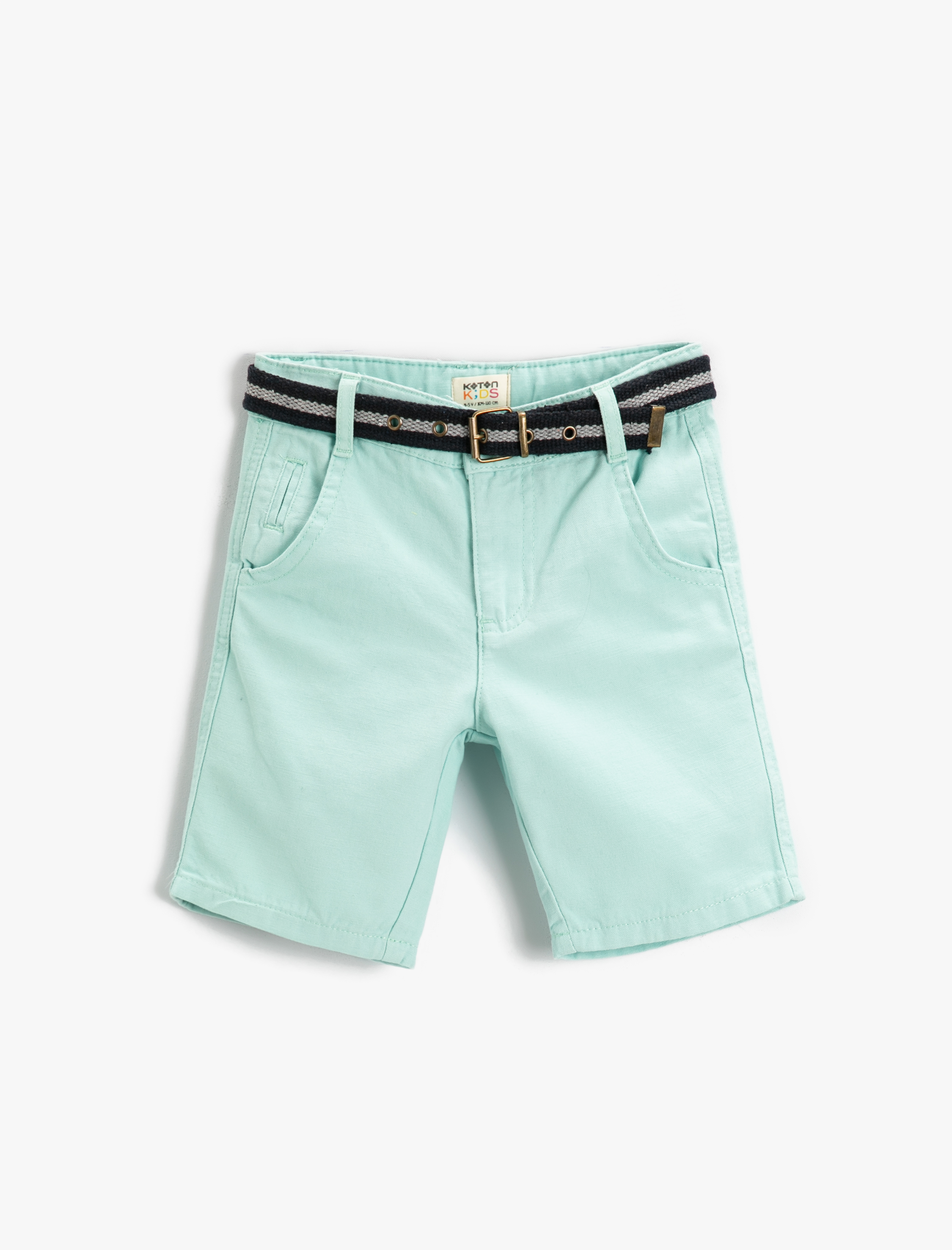  Erkek Çocuk Slim Kemerli Şort Cepli Beli Lastik Detaylı Diz Üstü Pamuklu
