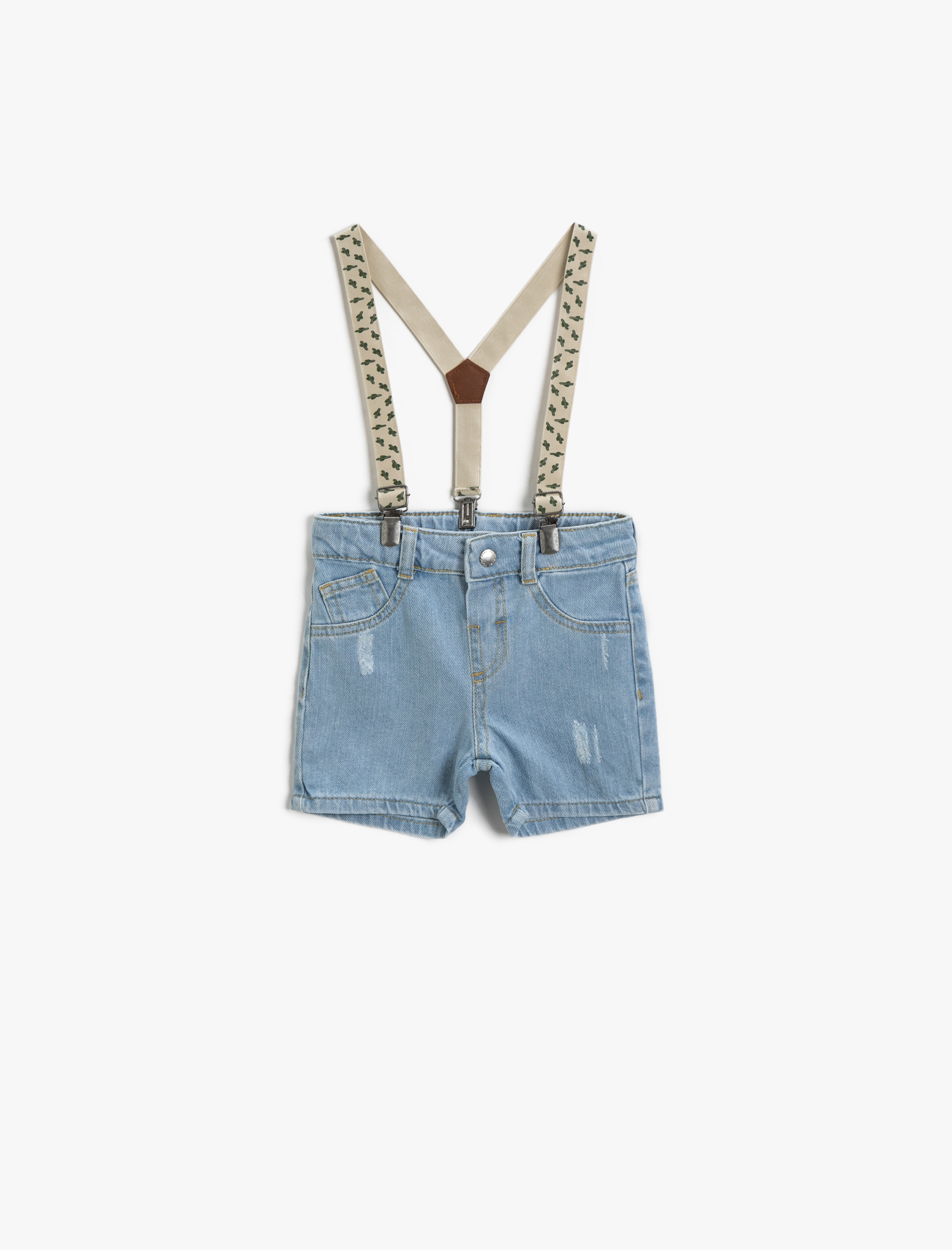  Erkek Bebek Askılı Jean Şort Pamuklu