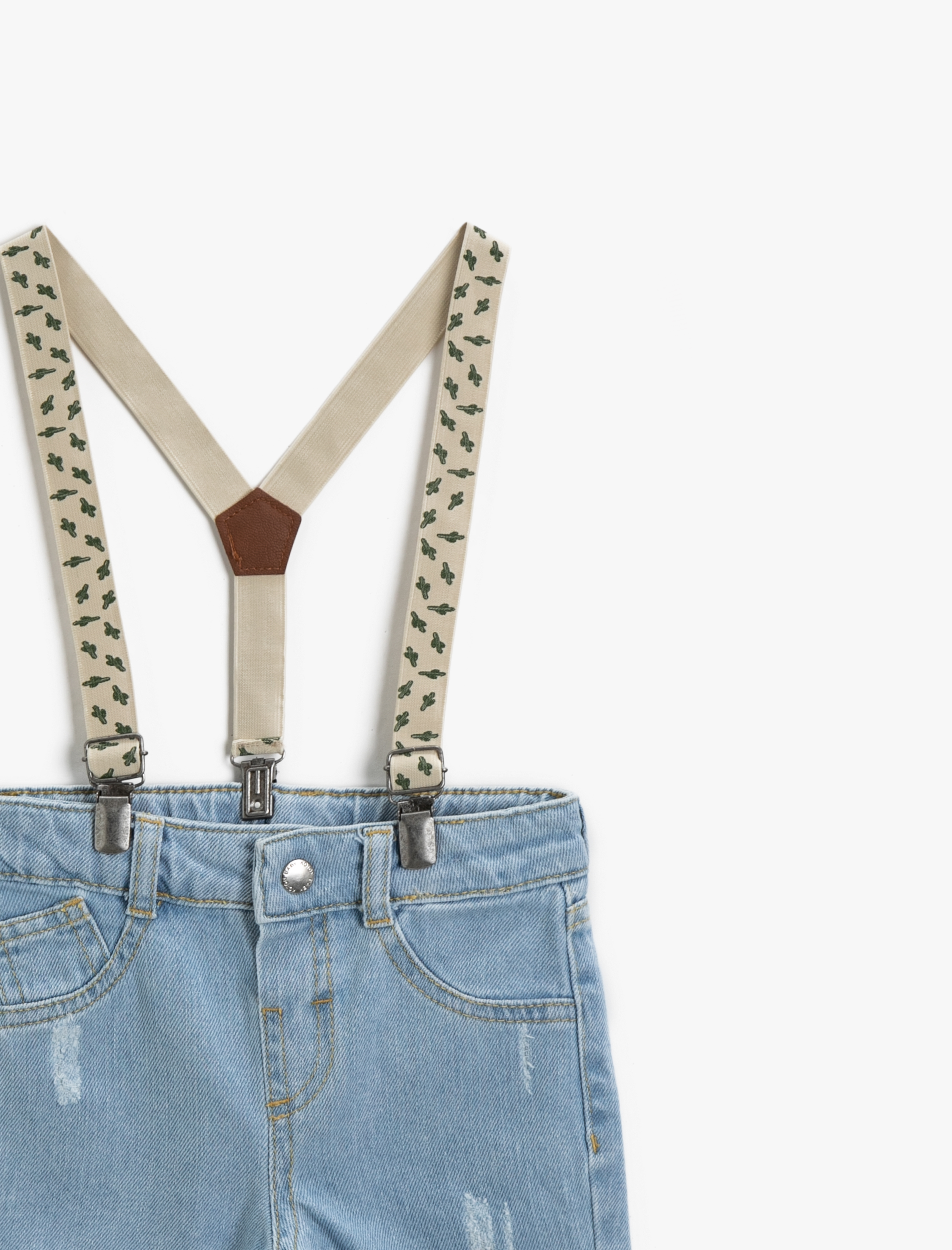  Erkek Bebek Askılı Jean Şort Pamuklu