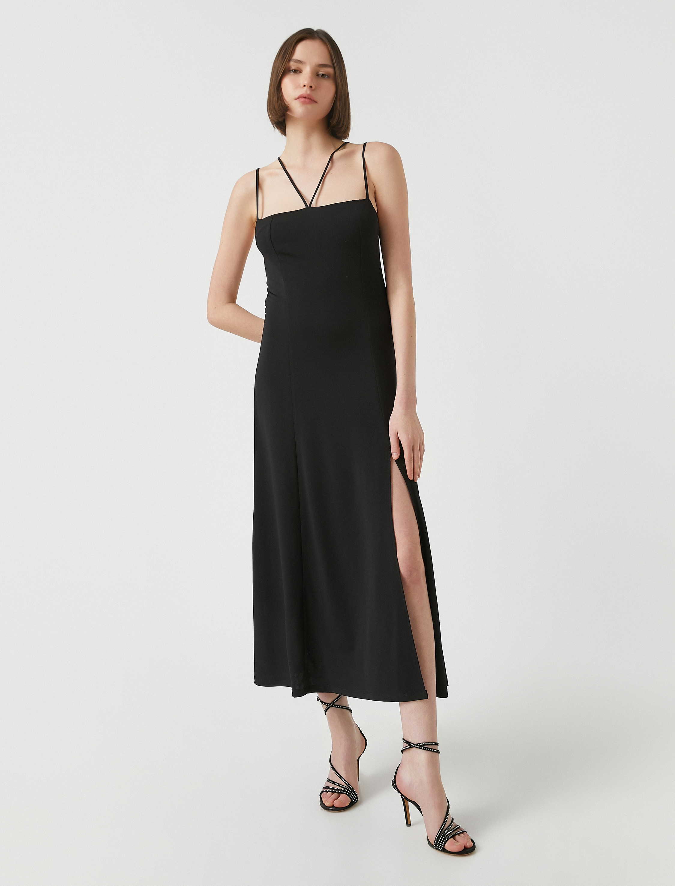   Yırtmaçlı Midi Elbise