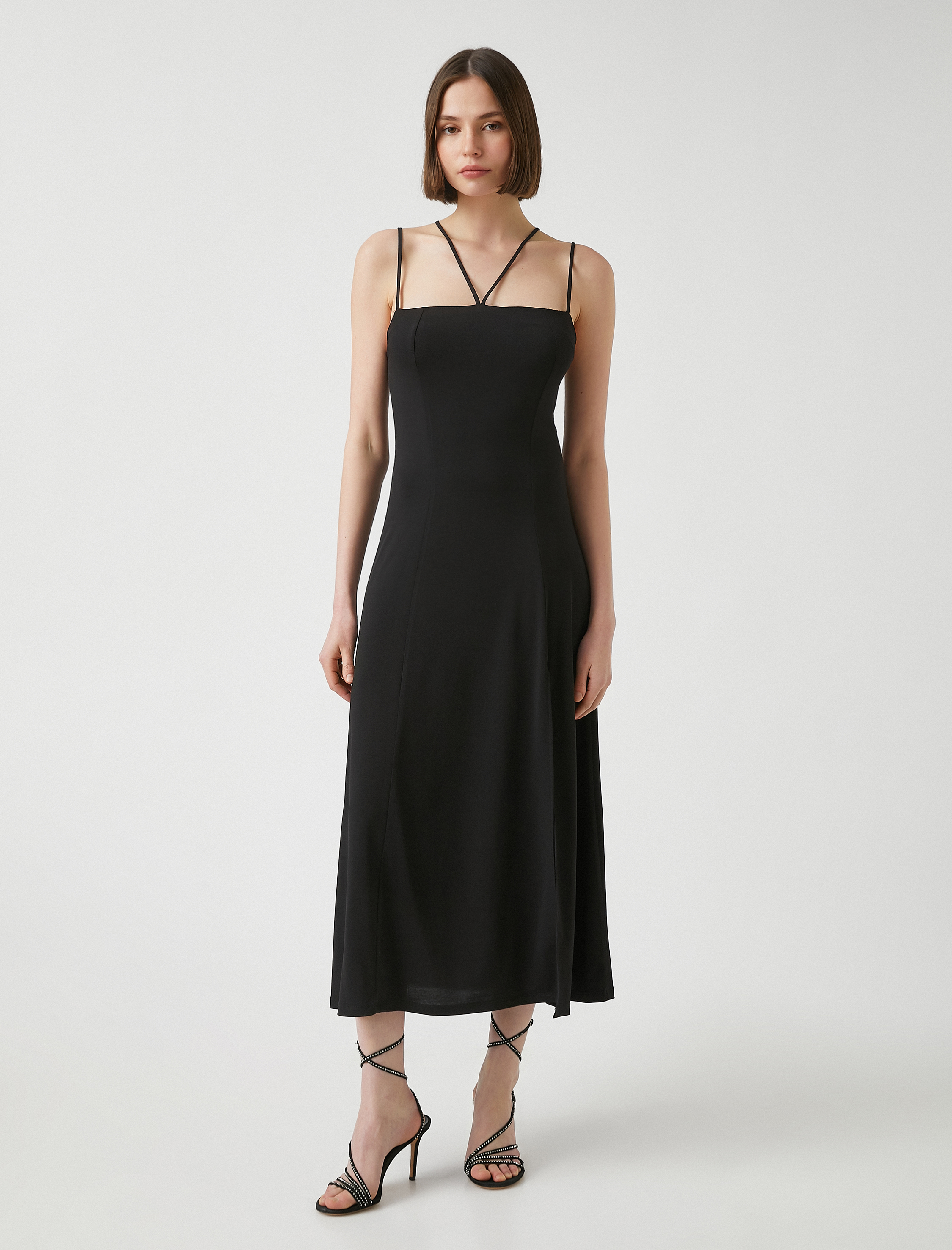   Yırtmaçlı Midi Elbise