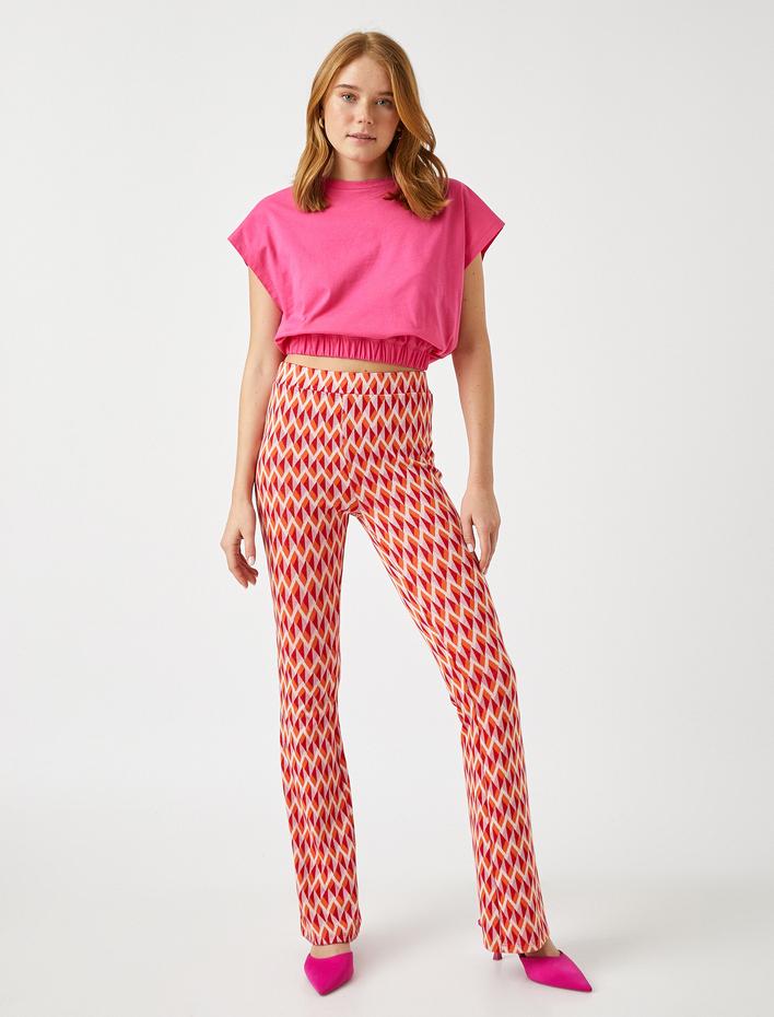  Beli Lastikli Pamuklu Crop Basic Tişört