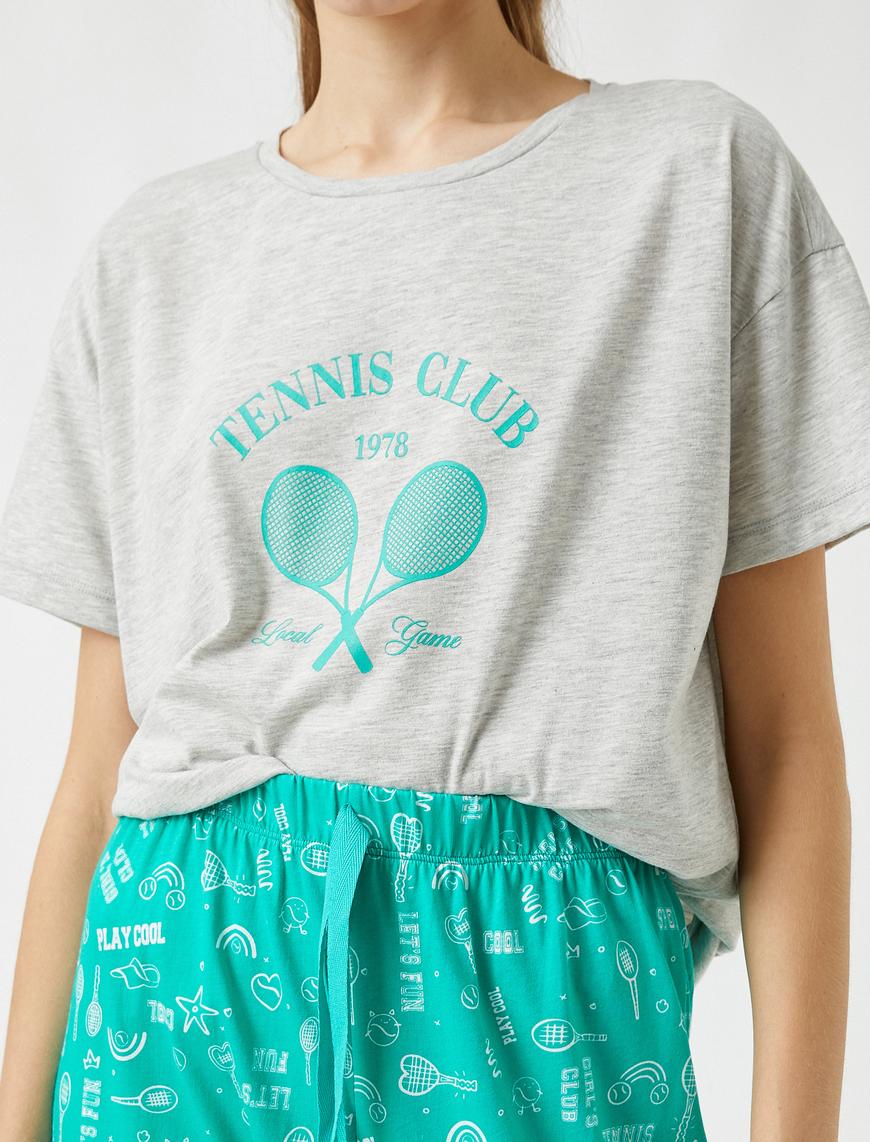   Desenli Kısa Kollu Pijama Takımı