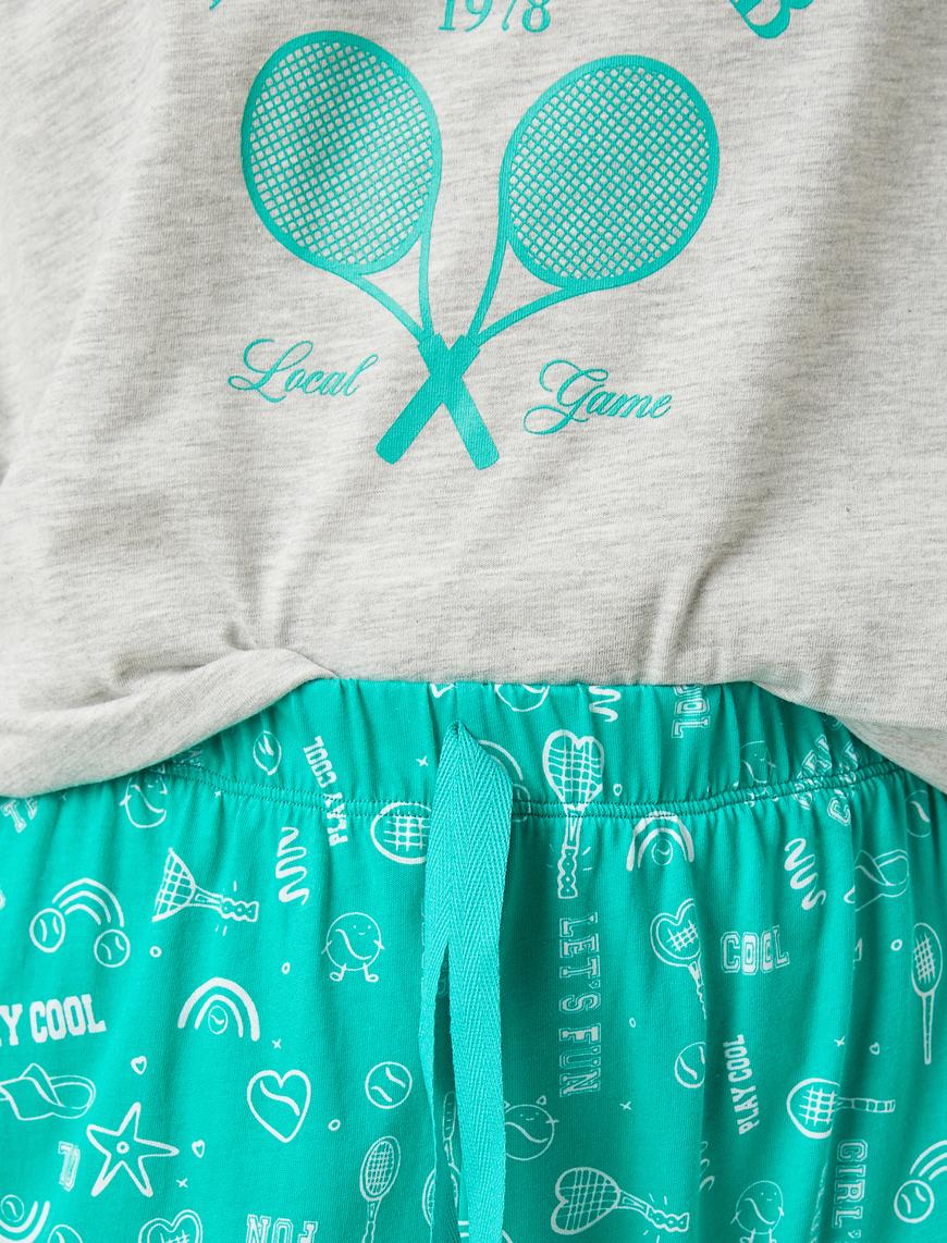   Desenli Kısa Kollu Pijama Takımı