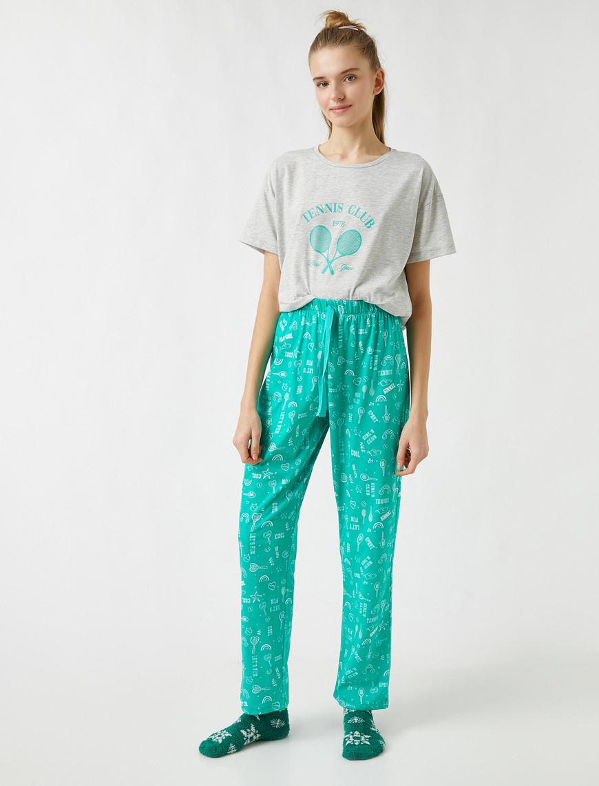   Desenli Kısa Kollu Pijama Takımı