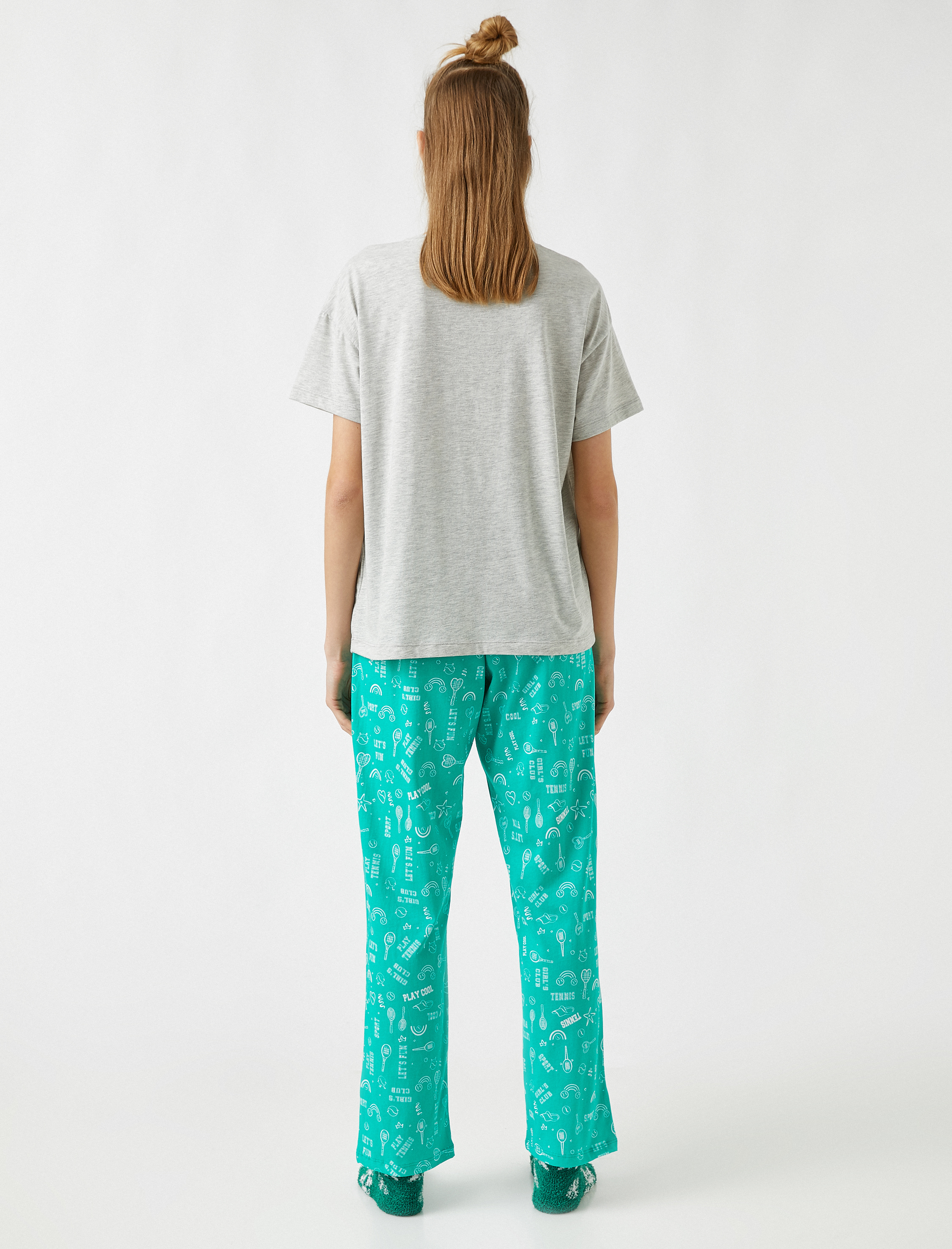 Desenli Kısa Kollu Pijama Takımı