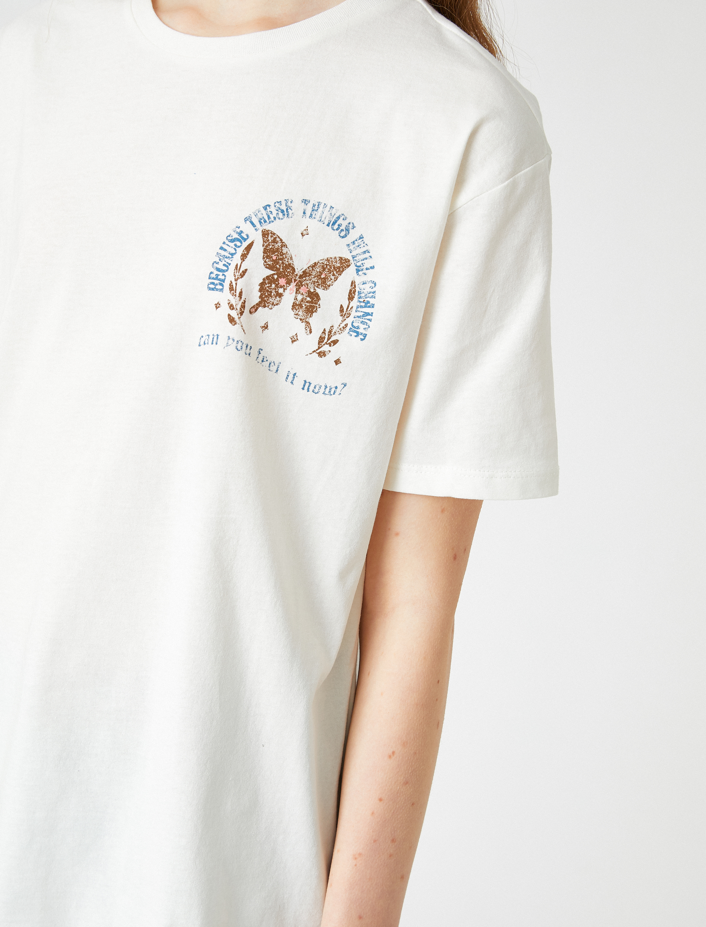   Baskılı Tişört Pamuklu Bisiklet Yaka