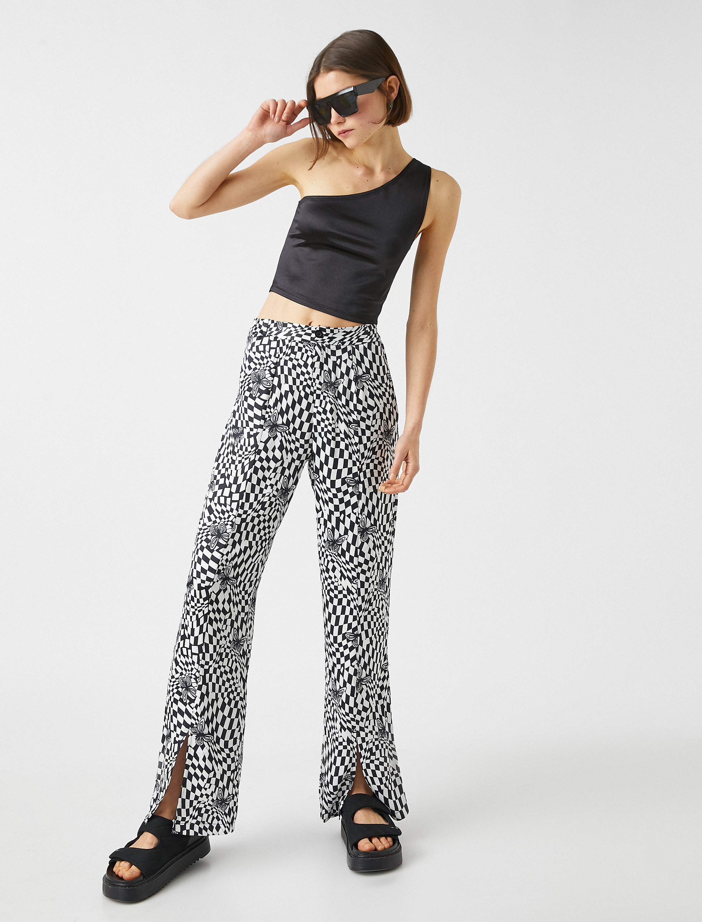   Tek Omuz Saten Crop Atlet