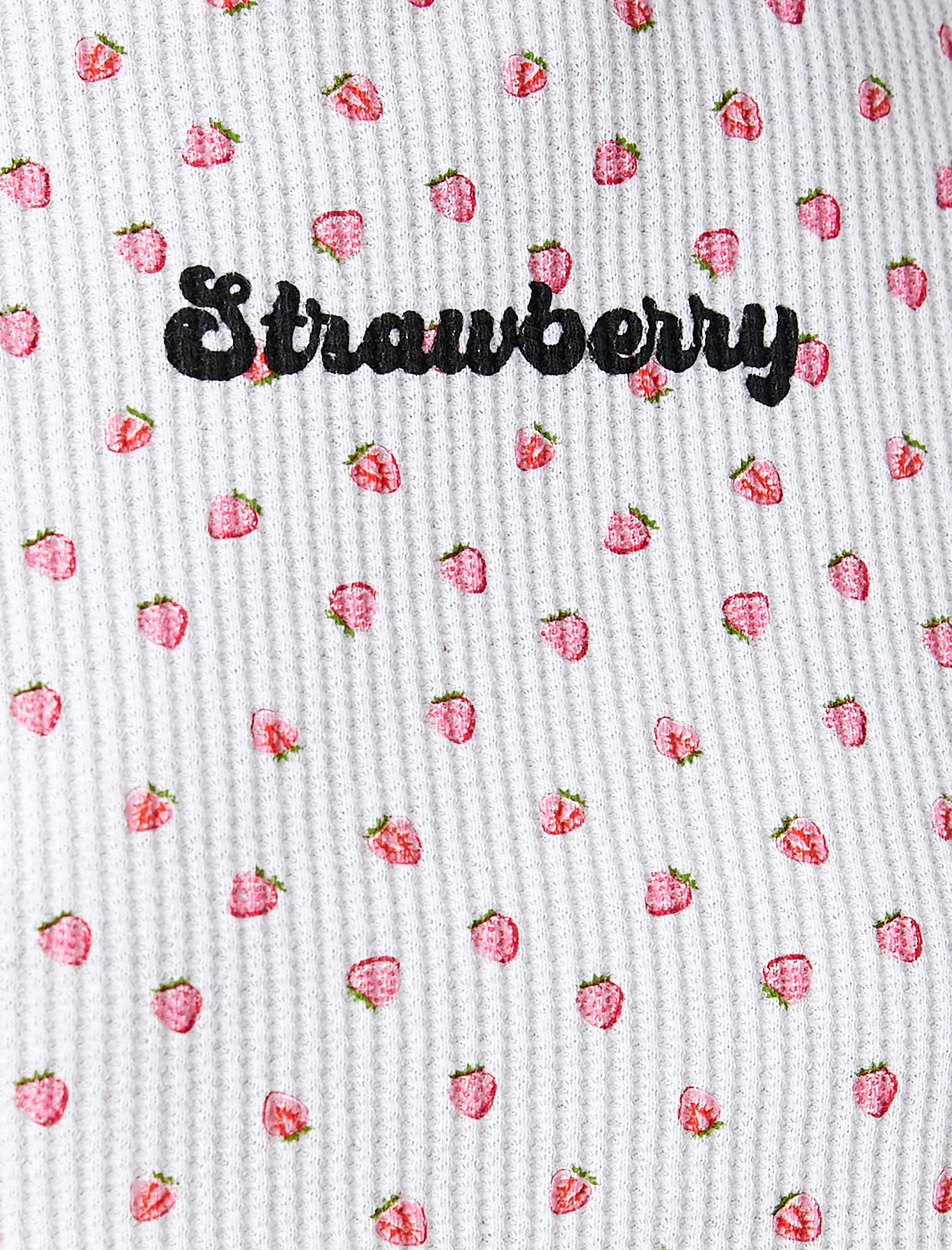   Crop Tişört Çilek Baskılı Kısa Kollu Pamuklu