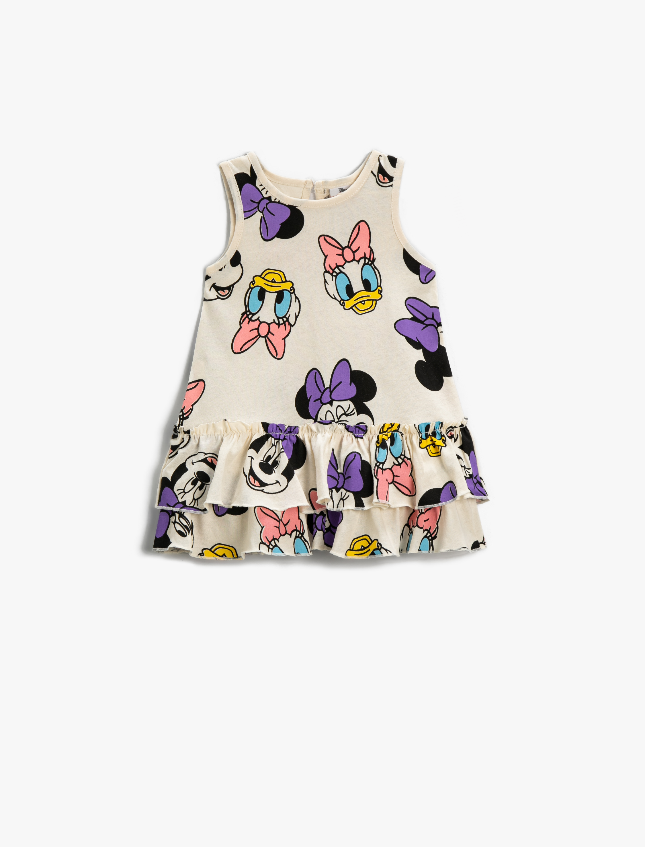  Kız Bebek Elbise Minnie Mouse ve Daisy Duck Baskılı Lisanslı Fırfırlı Pamuklu