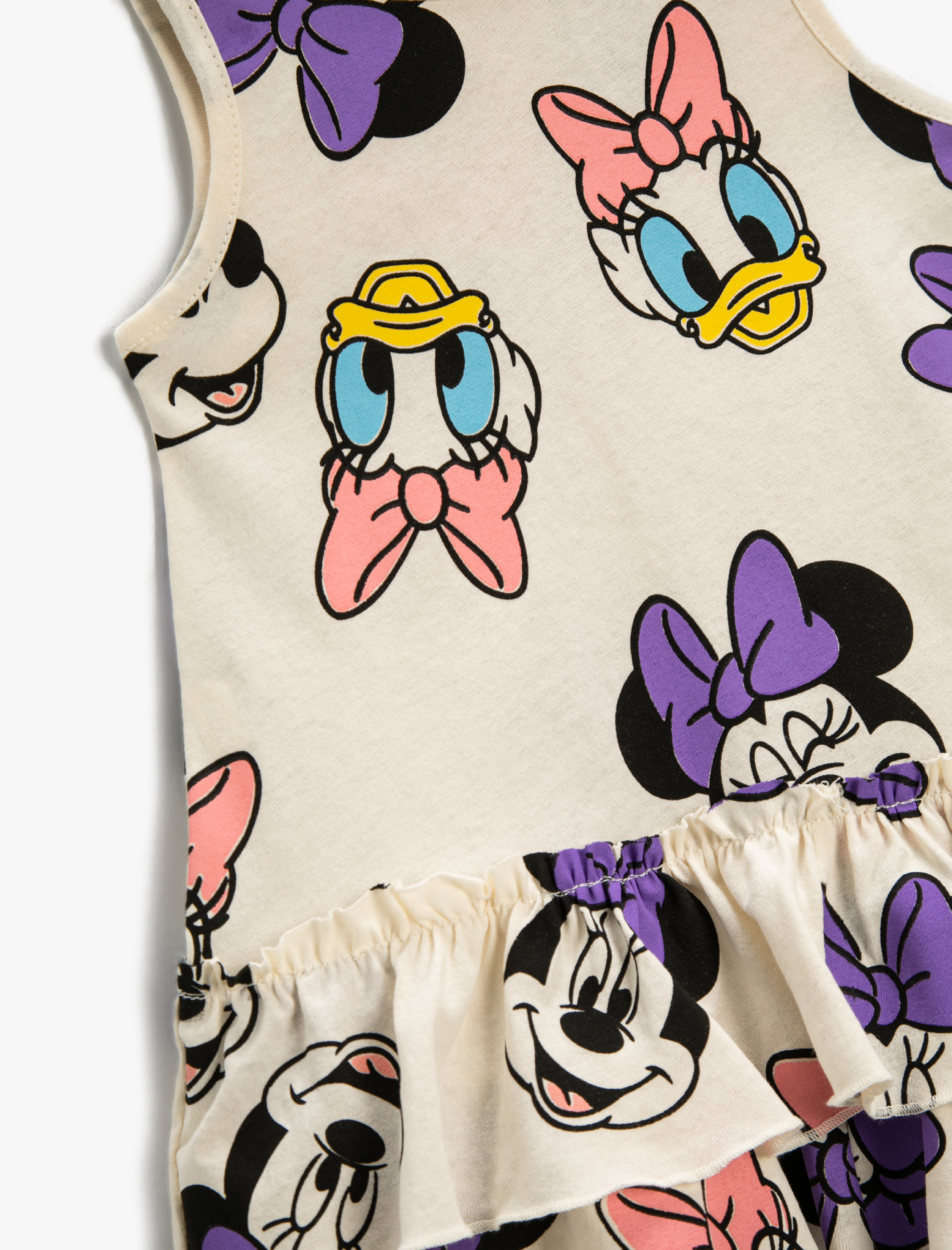  Kız Bebek Elbise Minnie Mouse ve Daisy Duck Baskılı Lisanslı Fırfırlı Pamuklu