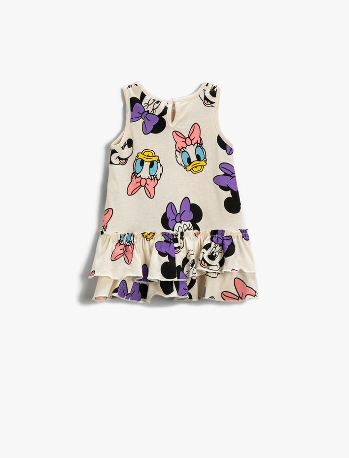 Kız Bebek Elbise Minnie Mouse ve Daisy Duck Baskılı Lisanslı Fırfırlı Pamuklu