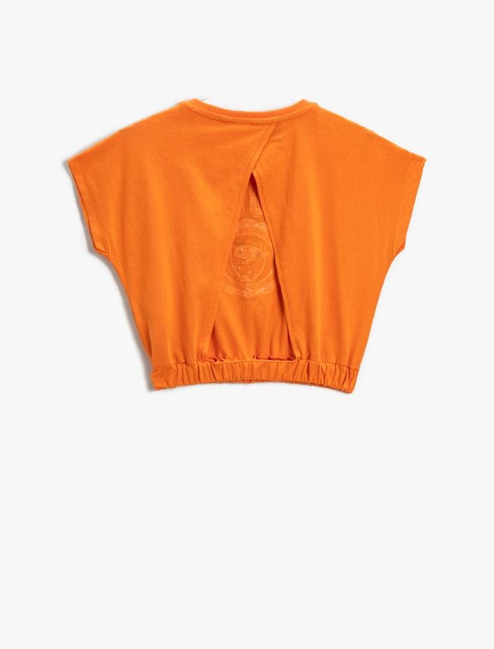 Kız Çocuk Snoopy Baskılı Crop Tişört Lisanslı Beli Lastikli Pamuklu