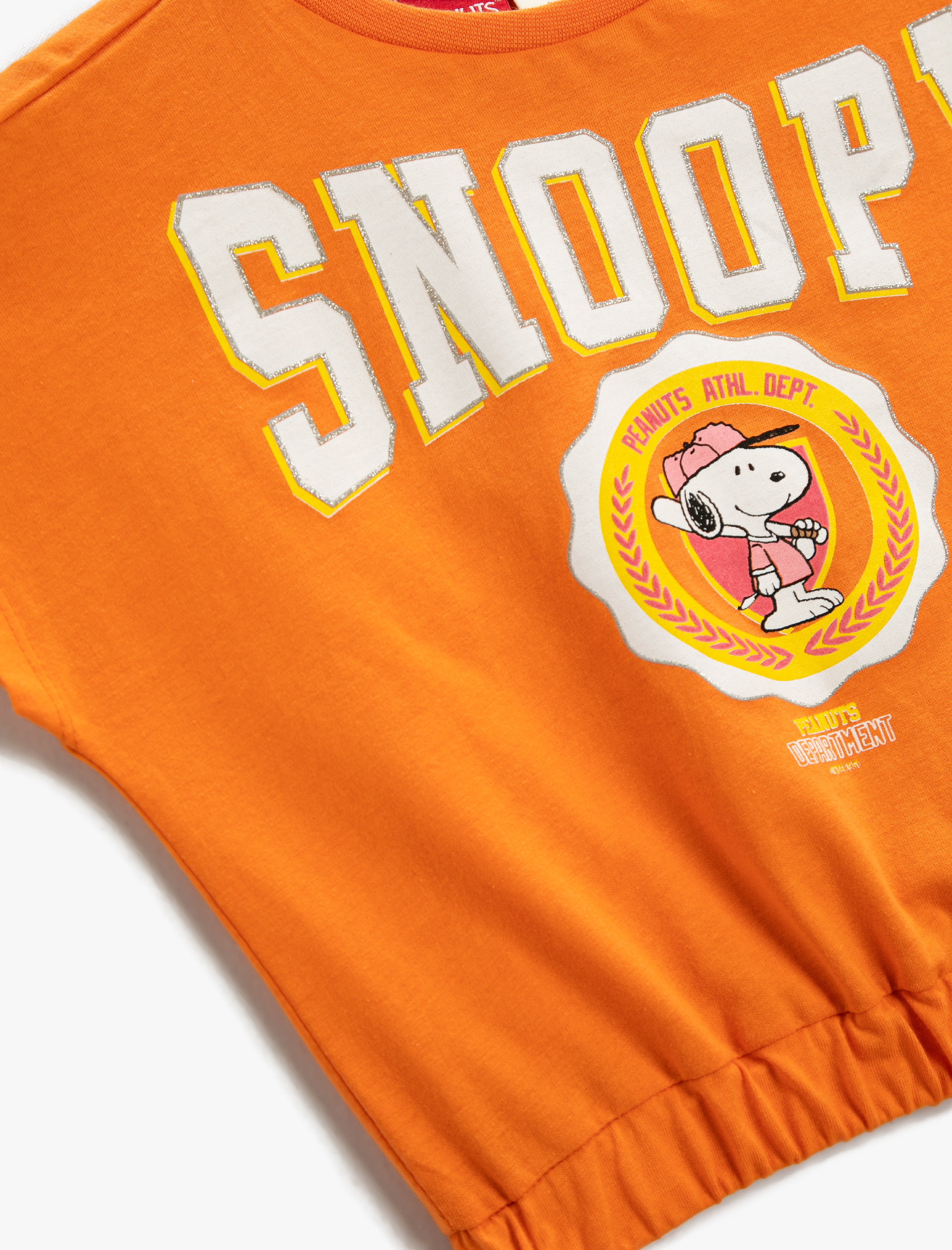  Kız Çocuk Snoopy Baskılı Crop Tişört Lisanslı Beli Lastikli Pamuklu