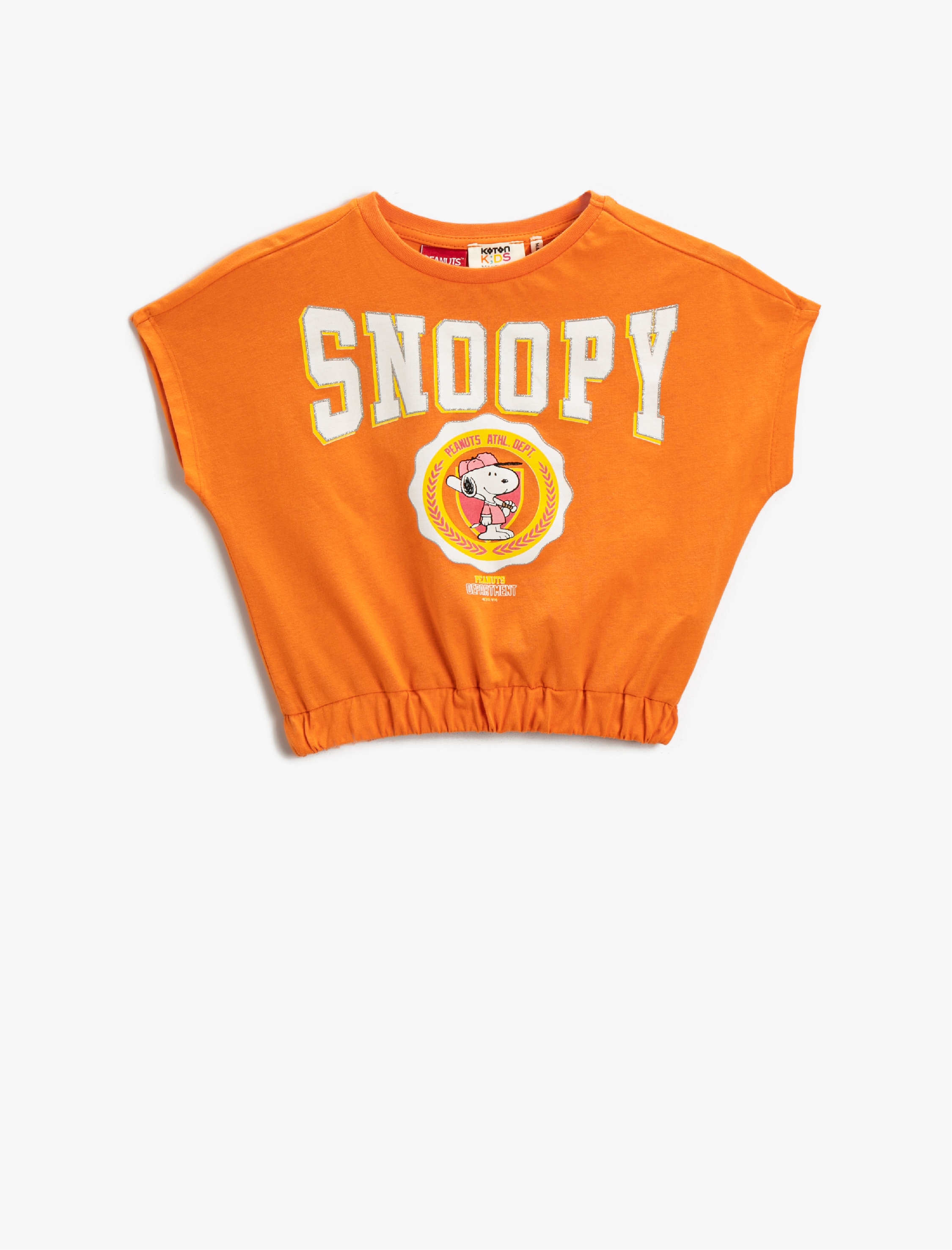  Kız Çocuk Snoopy Baskılı Crop Tişört Lisanslı Beli Lastikli Pamuklu