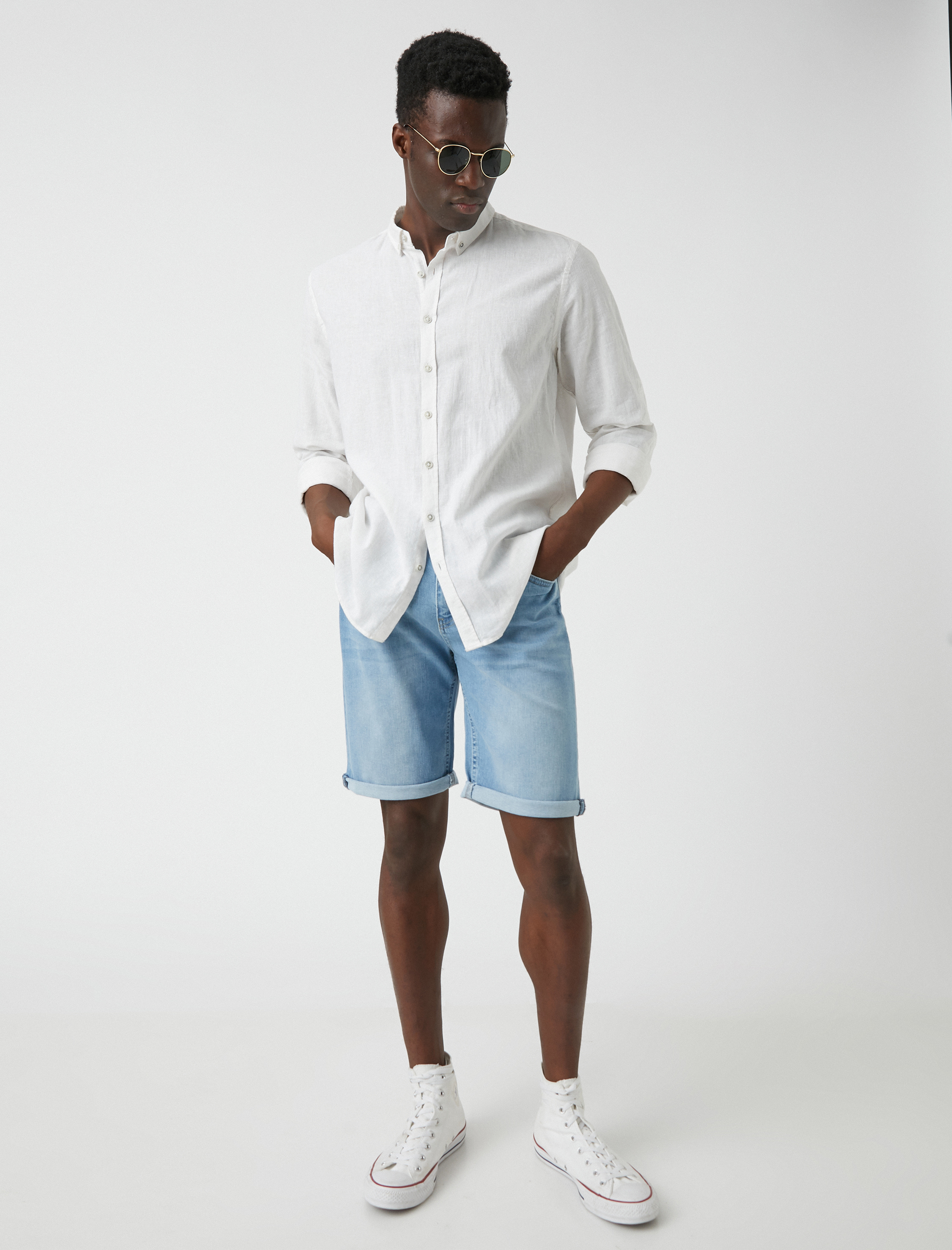   Katlı Paça Kot Şort