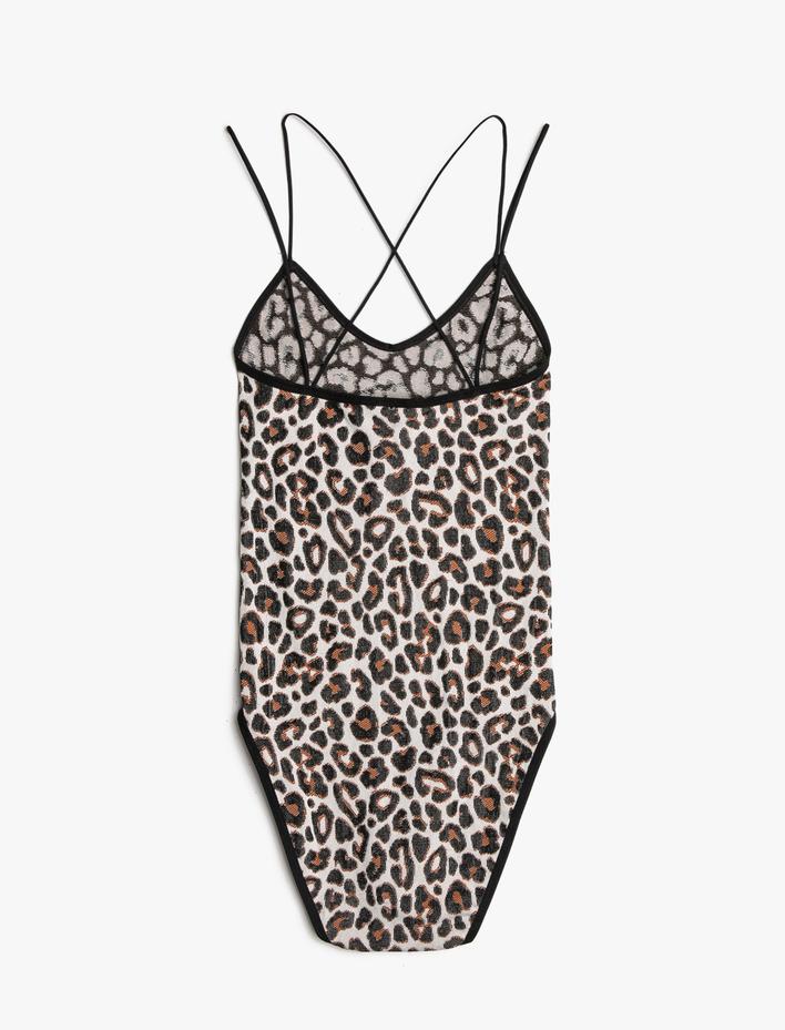  Leopar Desenli Bodysuit