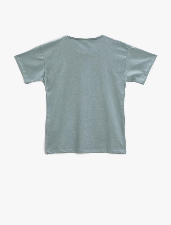 Erkek Çocuk Baskılı Tişört Kısa Kollu Bisiklet Yaka Pamuklu