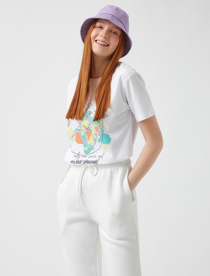  Baskılı Kısa Kollu Pamuklu Tişört