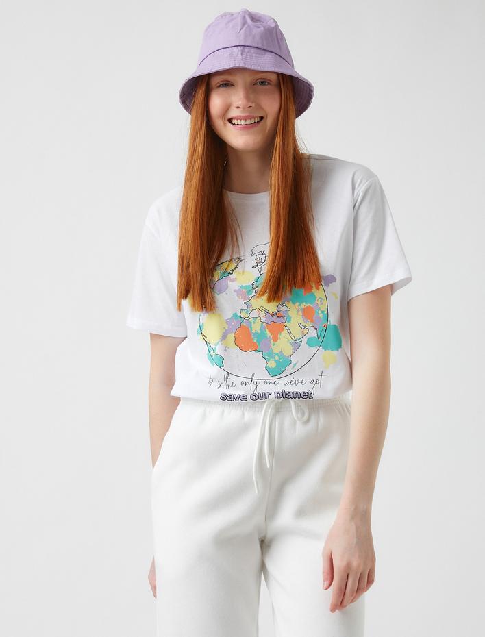  Baskılı Kısa Kollu Pamuklu Tişört