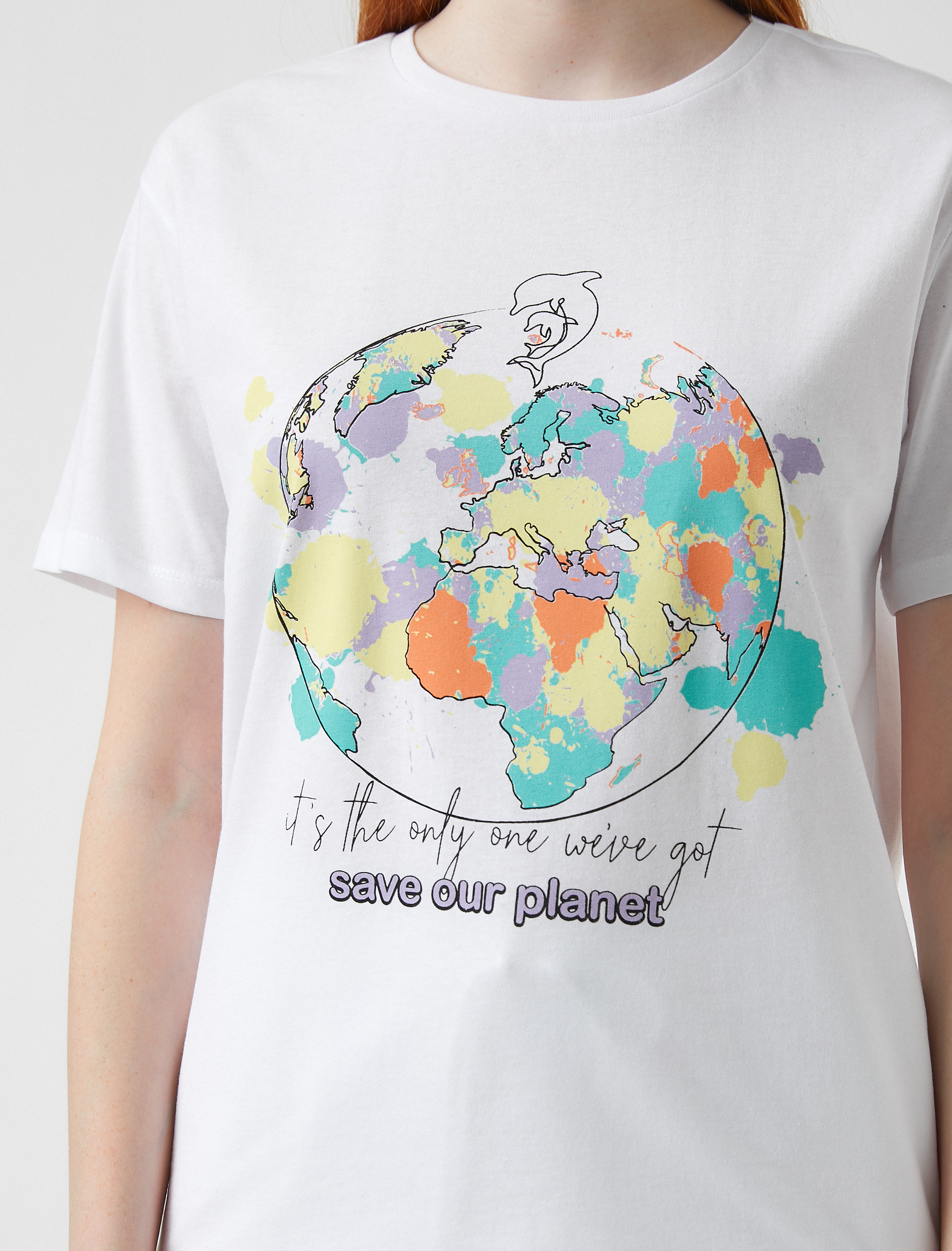   Baskılı Kısa Kollu Pamuklu Tişört