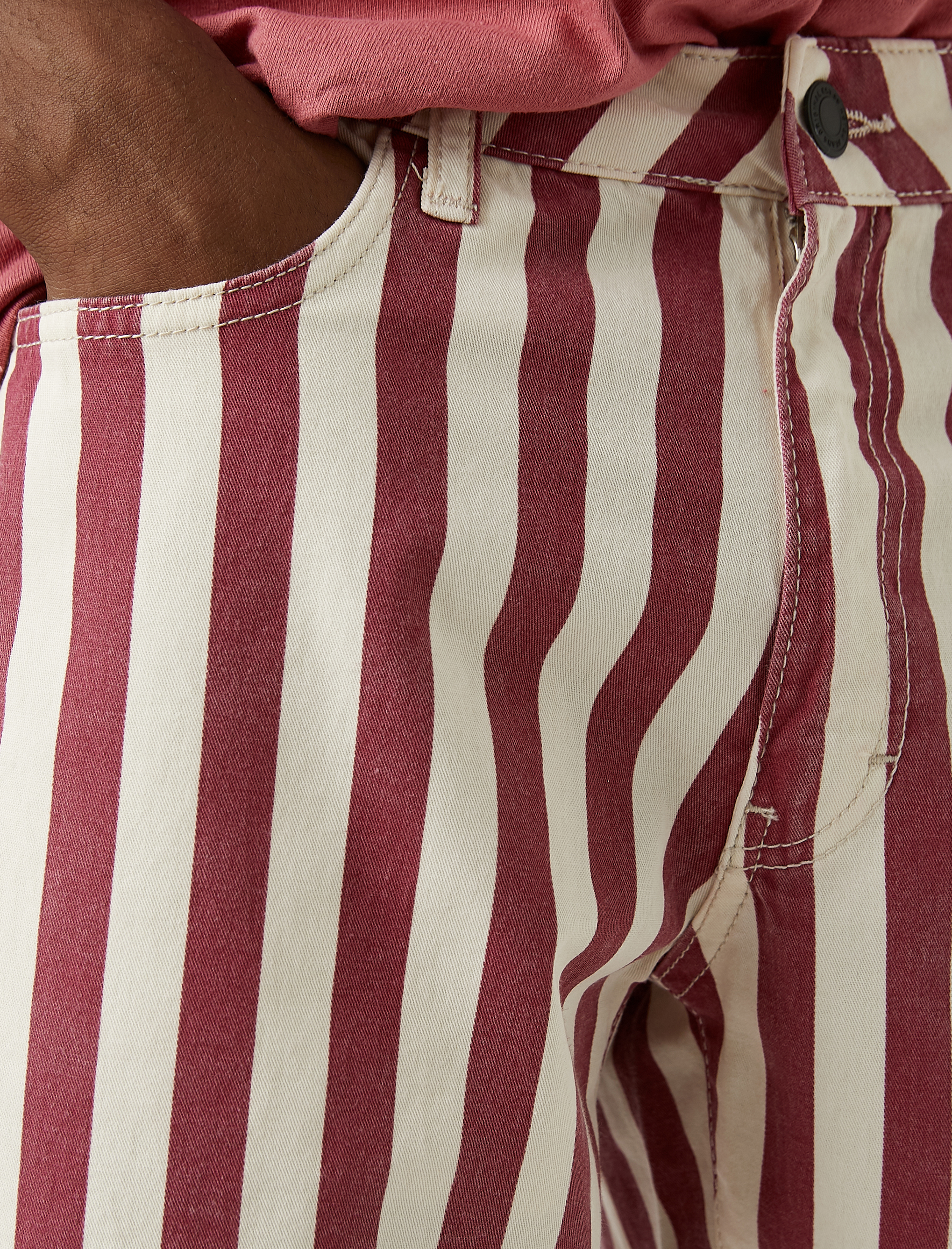   Çizgili Kot Şort Cepli