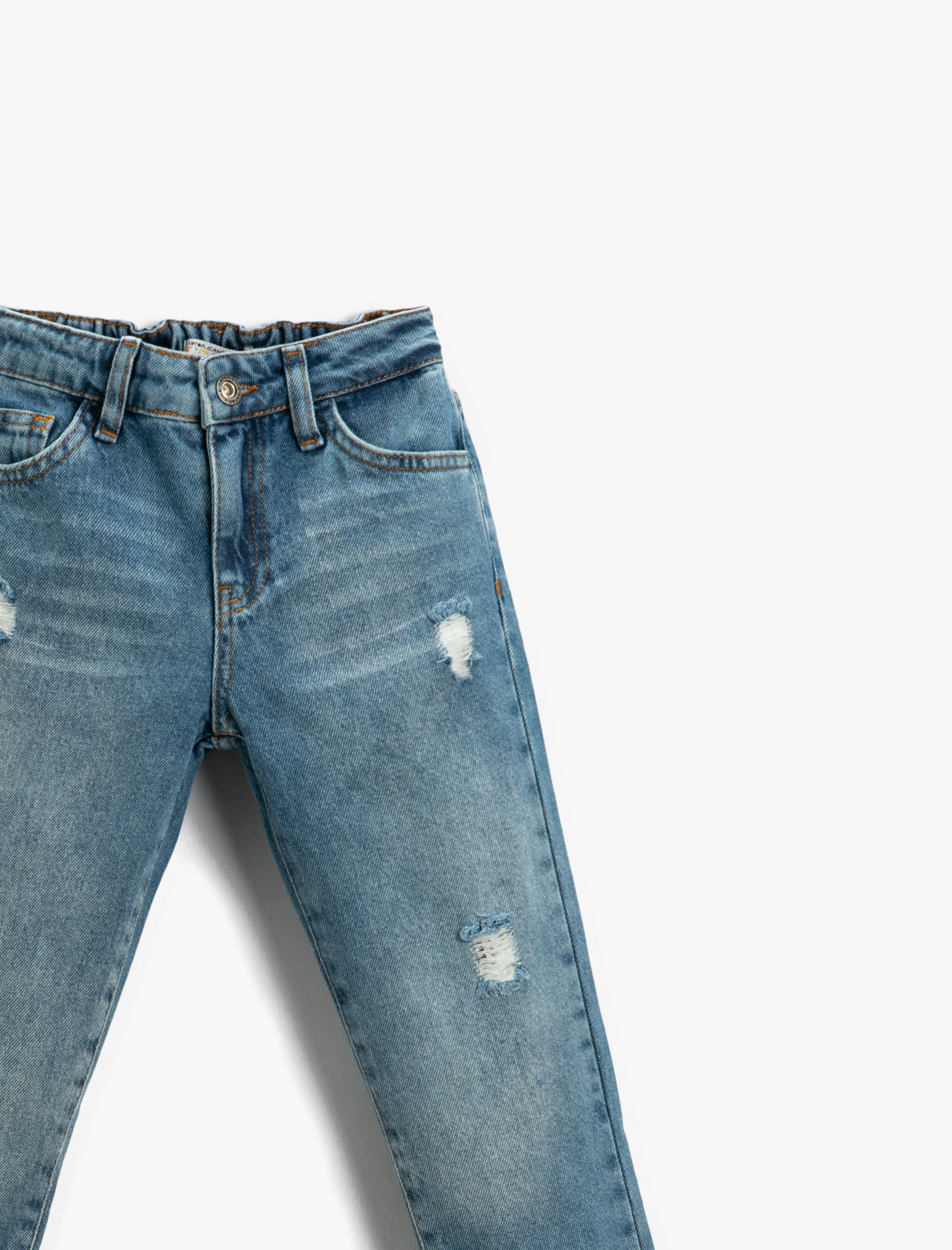  Kız Çocuk Kot Pantolon Destroylu Pamuklu - Boyfriend Jean