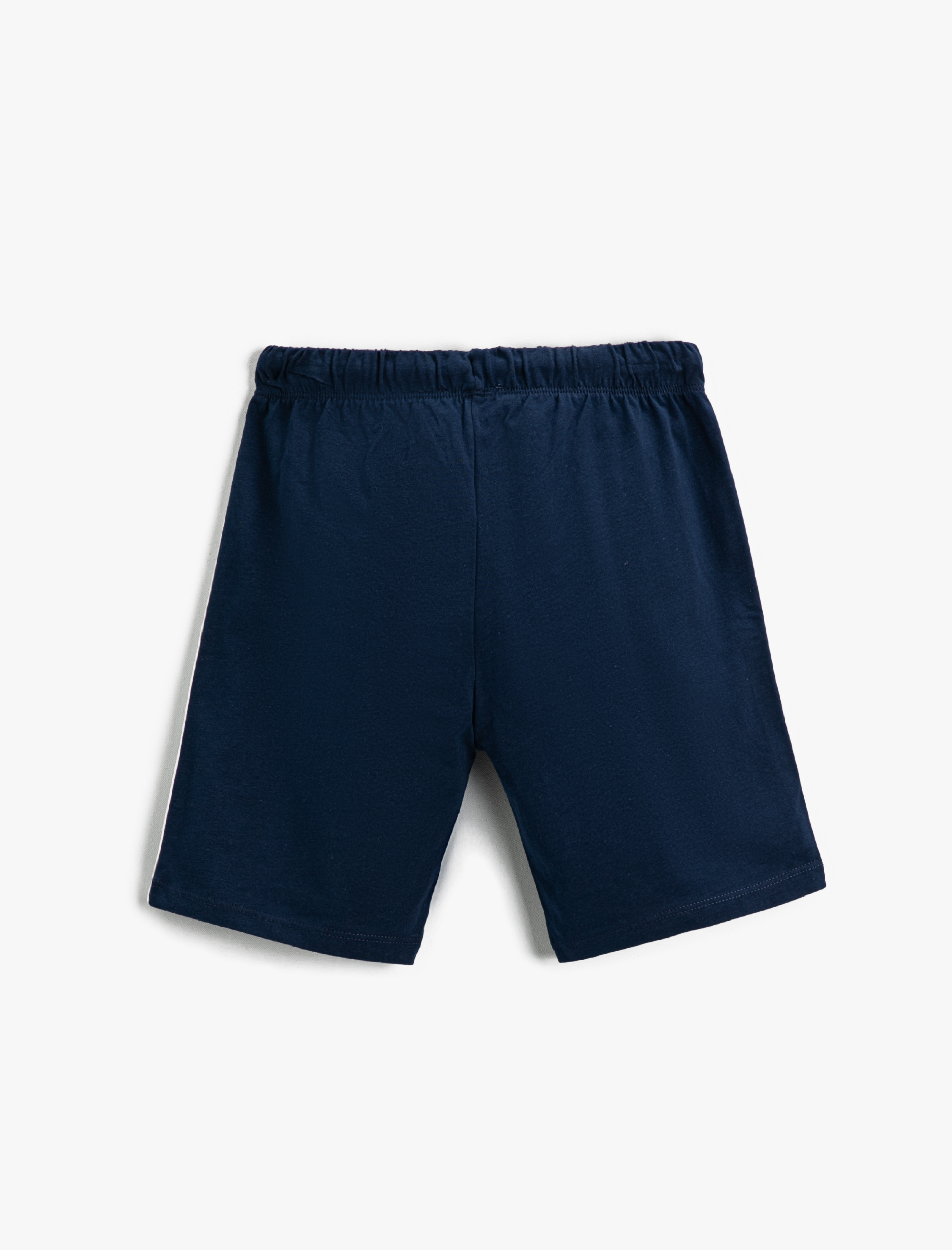  Erkek Çocuk Basic Çizgili Şort Pamuklu Beli Bağcıklı