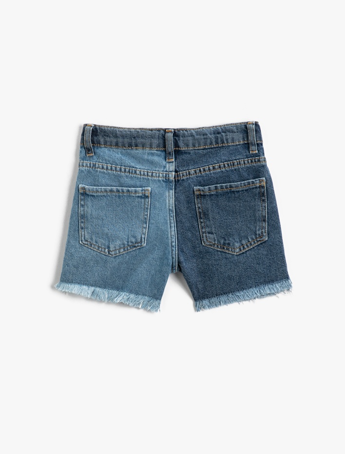 Kız Çocuk Destroylu Mini Kot Şort Pamuklu
