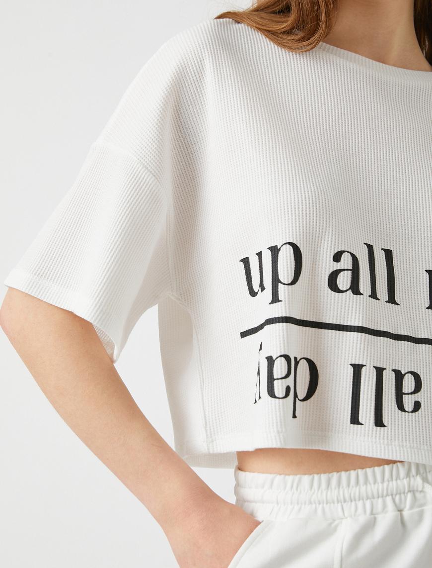   Baskılı Crop Pijama Üst
