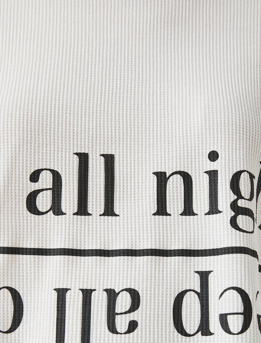   Baskılı Crop Pijama Üst