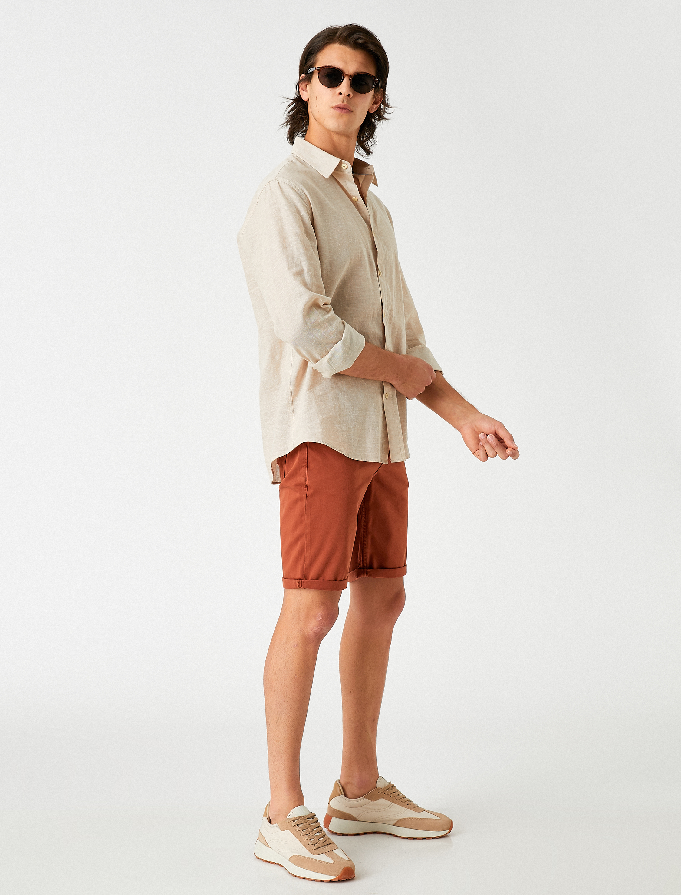   Katlı Paça Gabardin Şort