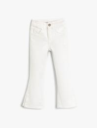 İspanyol Paça Kot Pantolon Yırtmaç Detaylı - Flare Jean