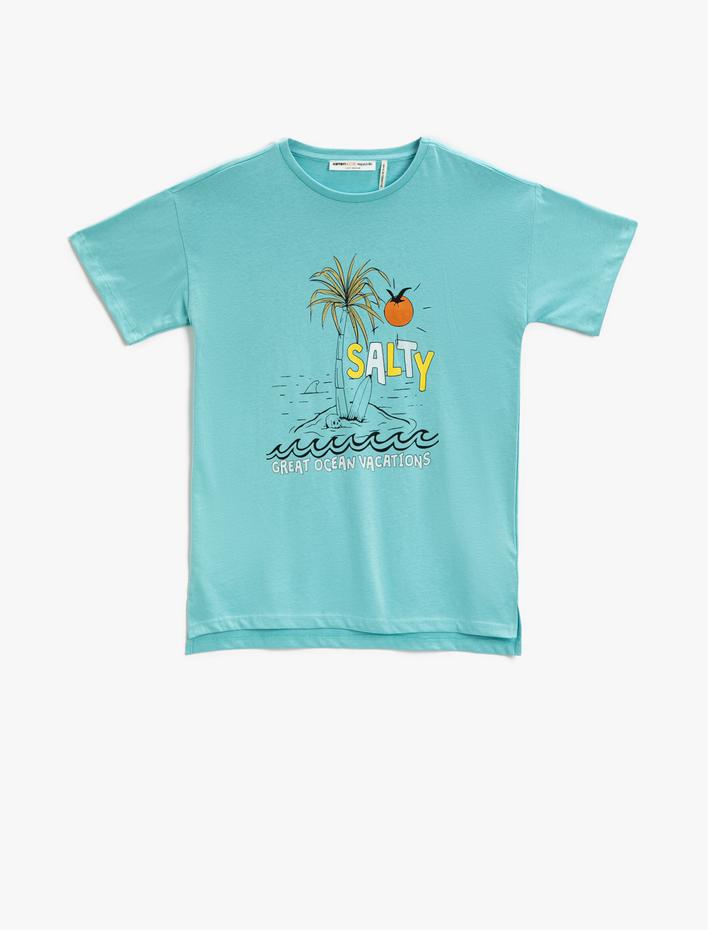 Erkek Çocuk Baskılı Tişört Kısa Kollu Pamuklu