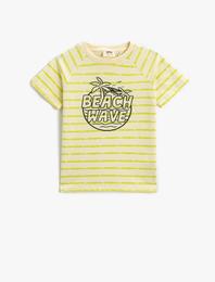 Baskılı Tişört Kısa Kollu Bisiklet Yaka Pamuklu