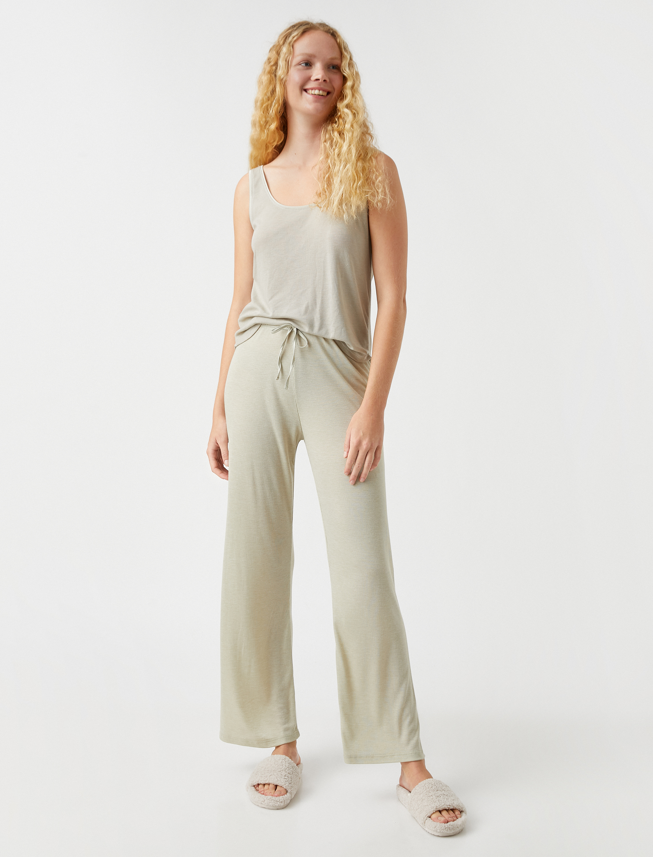   Örme Pijama Altı Beli Bağcıklı